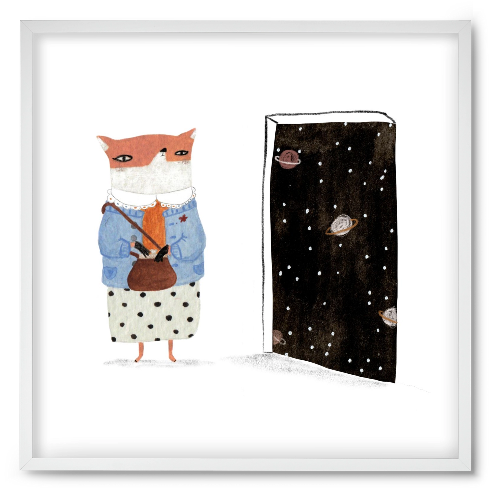 Róka néni és az Univerzum, 50x50 cm (50x50 cm), Fehér keret