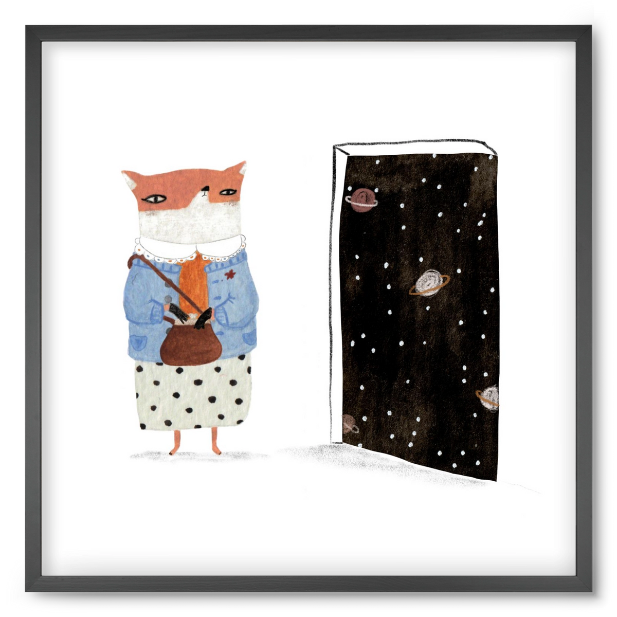 Róka néni és az Univerzum, 50x50 cm (50x50 cm), Fekete keret