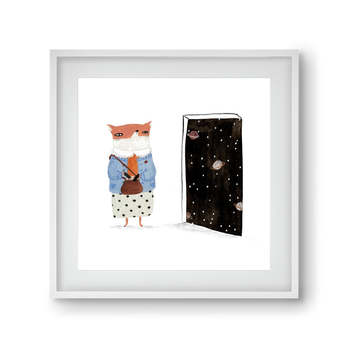 Róka néni és az Univerzum, 30x30 cm (20x20 cm), Fehér keret, paszpartuval