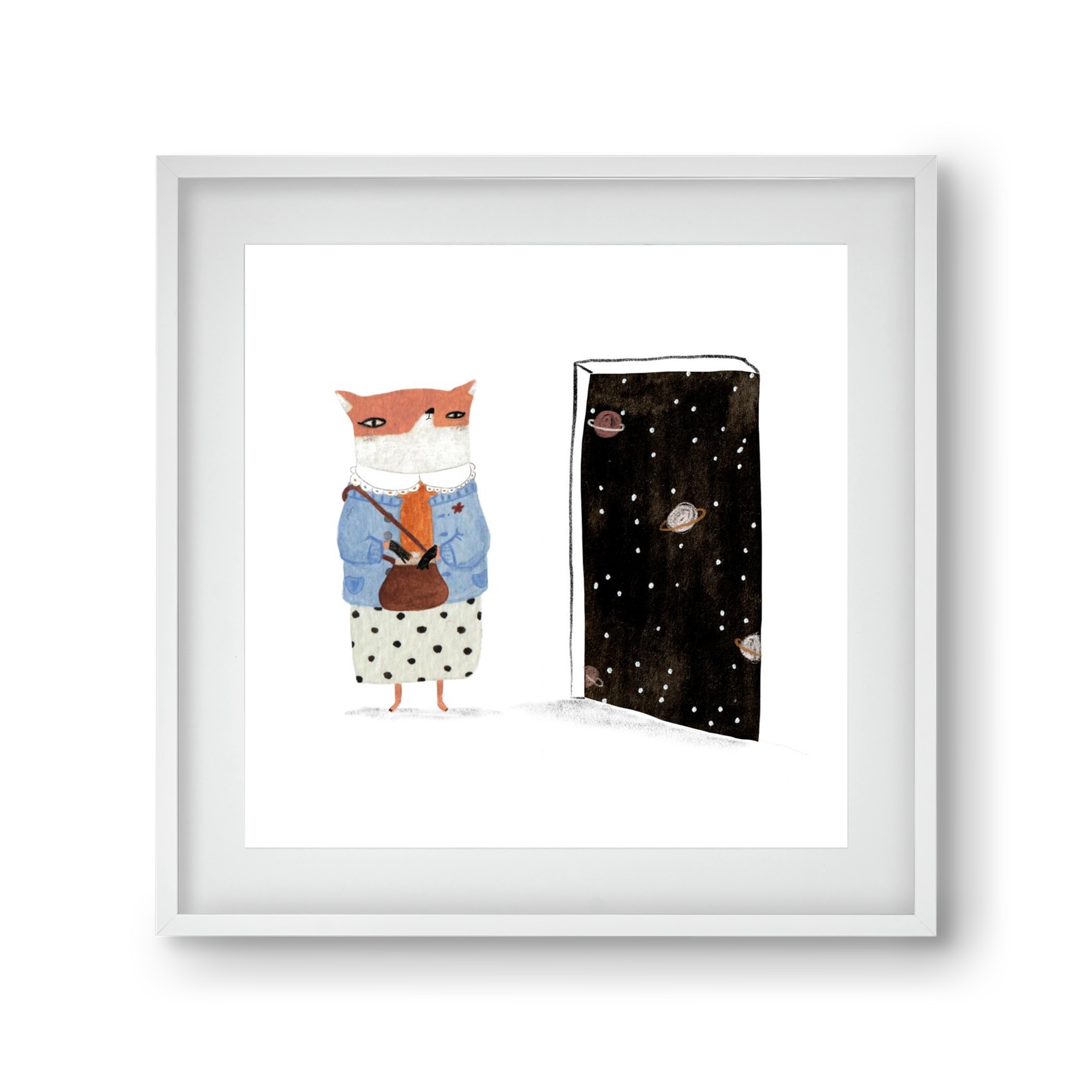 Róka néni és az Univerzum, 30x30 cm (20x20 cm), Fehér keret, paszpartuval
