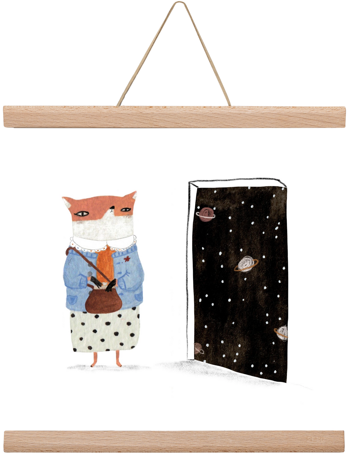 Róka néni és az Univerzum, 30x30 cm (30x30 cm), Tölgy akasztó