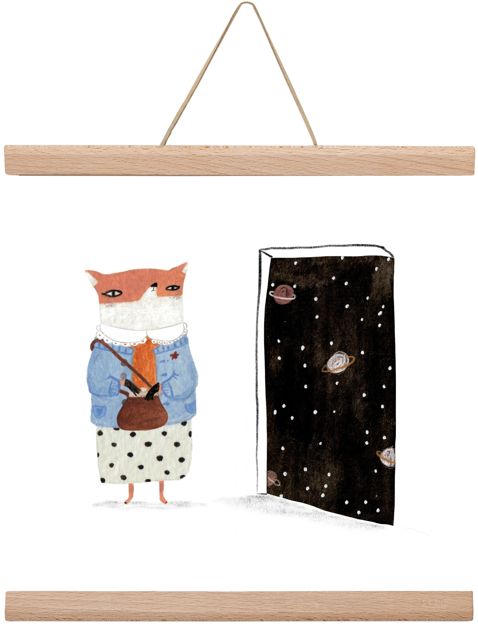 Róka néni és az Univerzum, 30x30 cm (30x30 cm), Tölgy akasztó