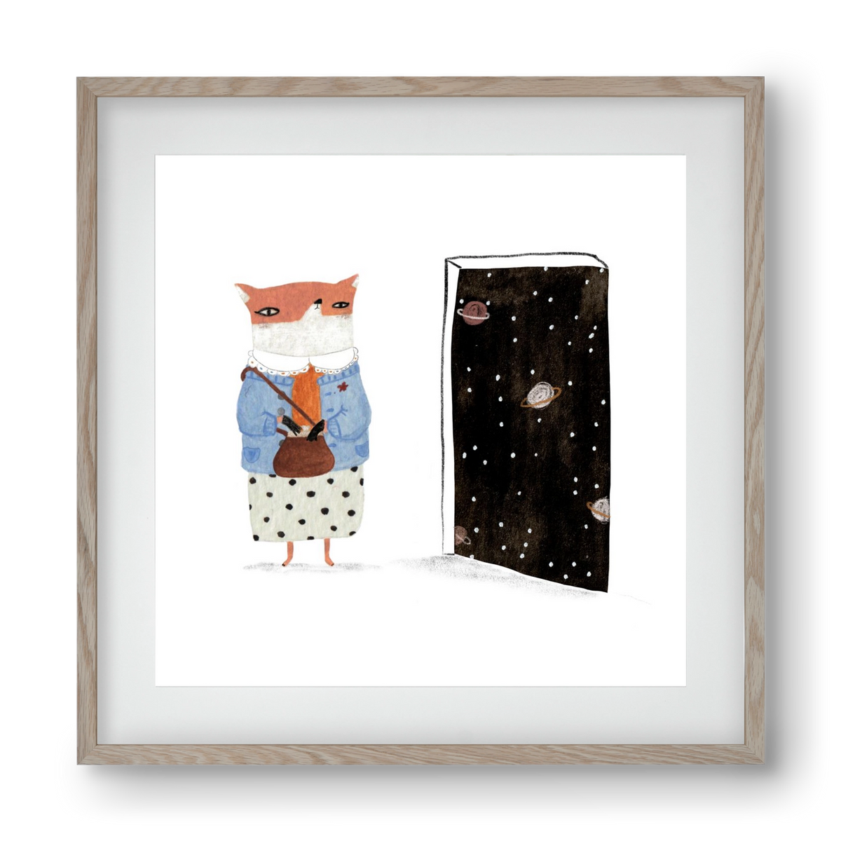Róka néni és az Univerzum, 40x40 cm (30x30 cm), Tölgy keret, paszpartuval