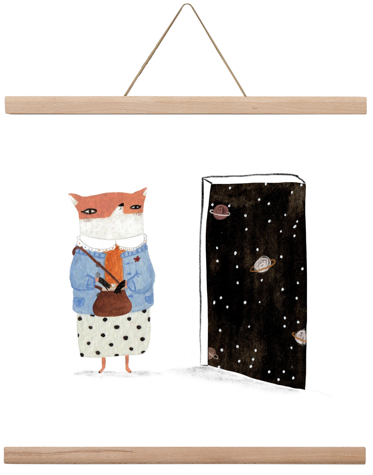 Róka néni és az Univerzum, 40x40 cm (40x40 cm), Tölgy akasztó