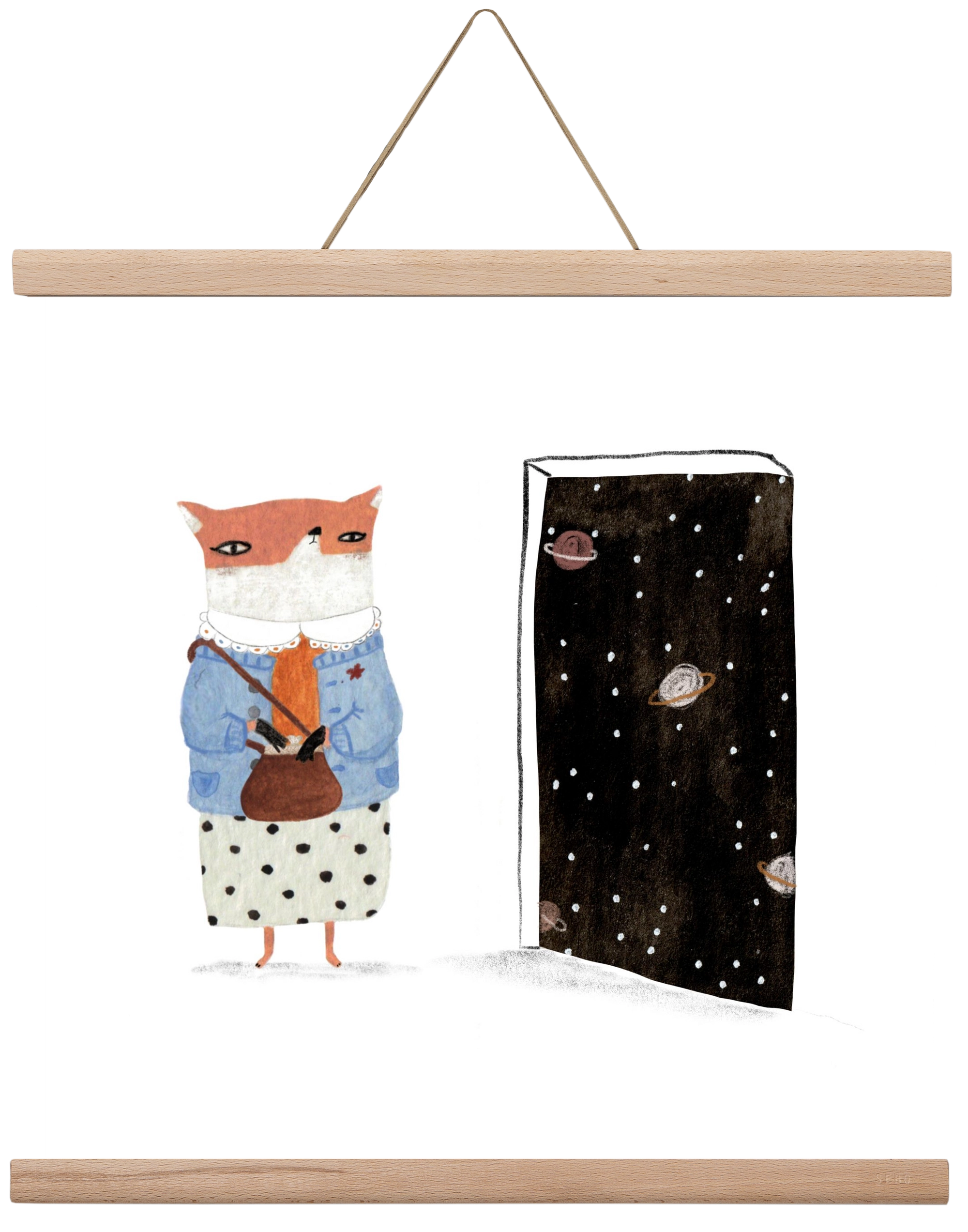 Róka néni és az Univerzum, 40x40 cm (40x40 cm), Tölgy akasztó