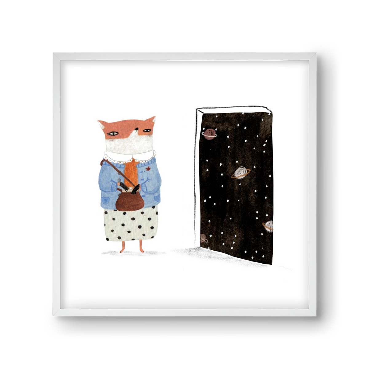 Róka néni és az Univerzum, 30x30 cm (30x30 cm), Fehér keret