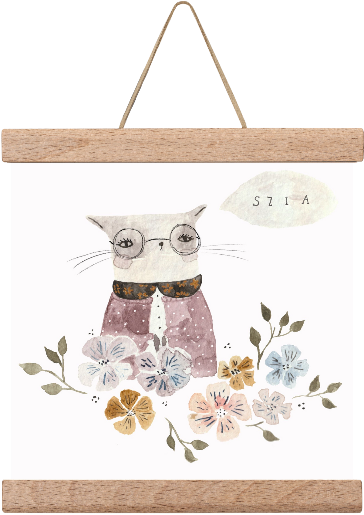 Cica virágok közt, 20x20 cm (20x20 cm), Tölgy akasztó