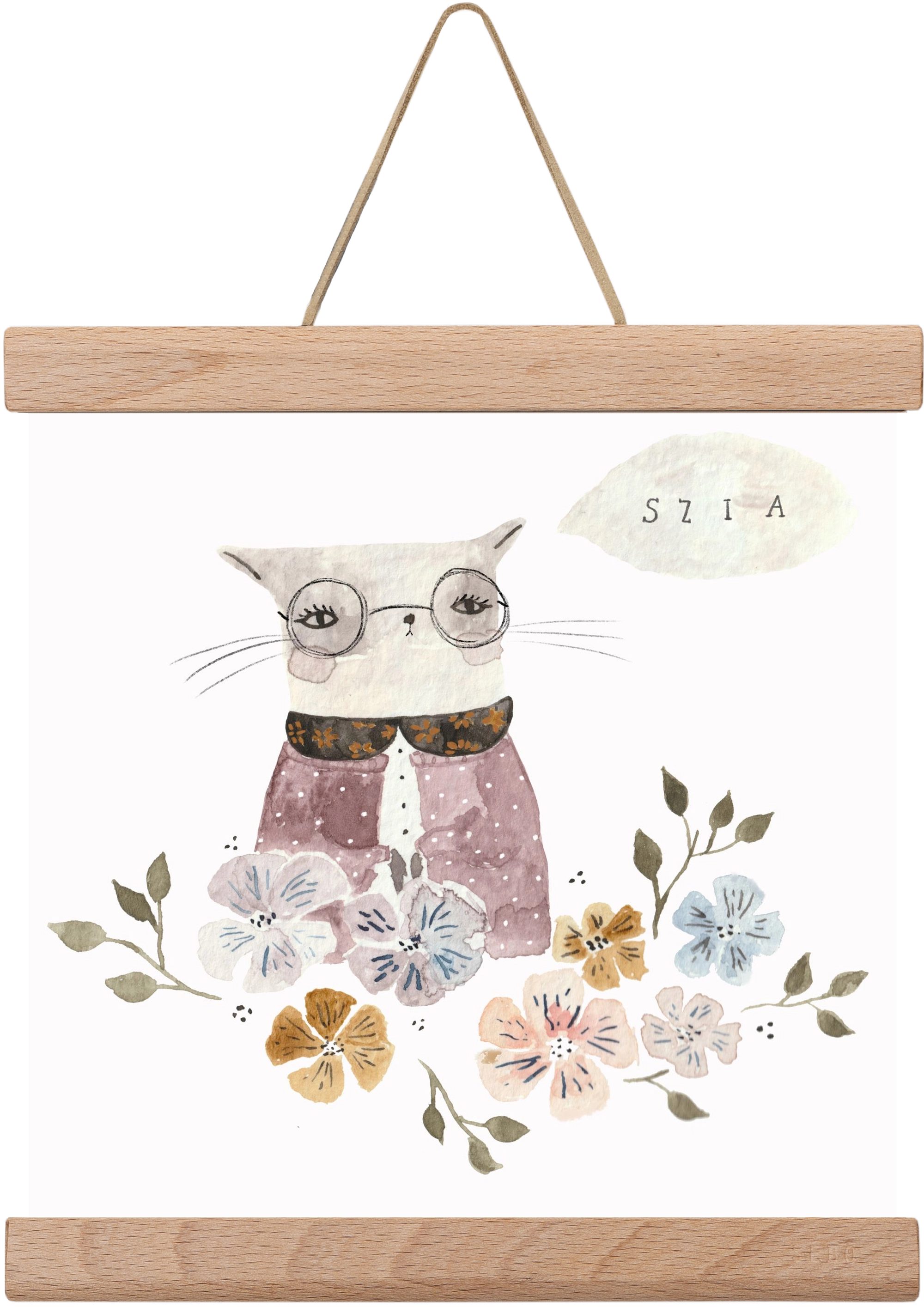 Cica virágok közt, 20x20 cm (20x20 cm), Tölgy akasztó