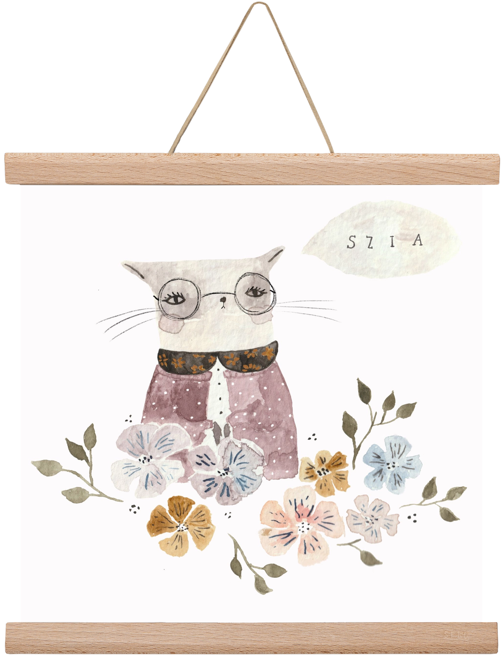 Cica virágok közt, 30x30 cm (30x30 cm), Tölgy akasztó