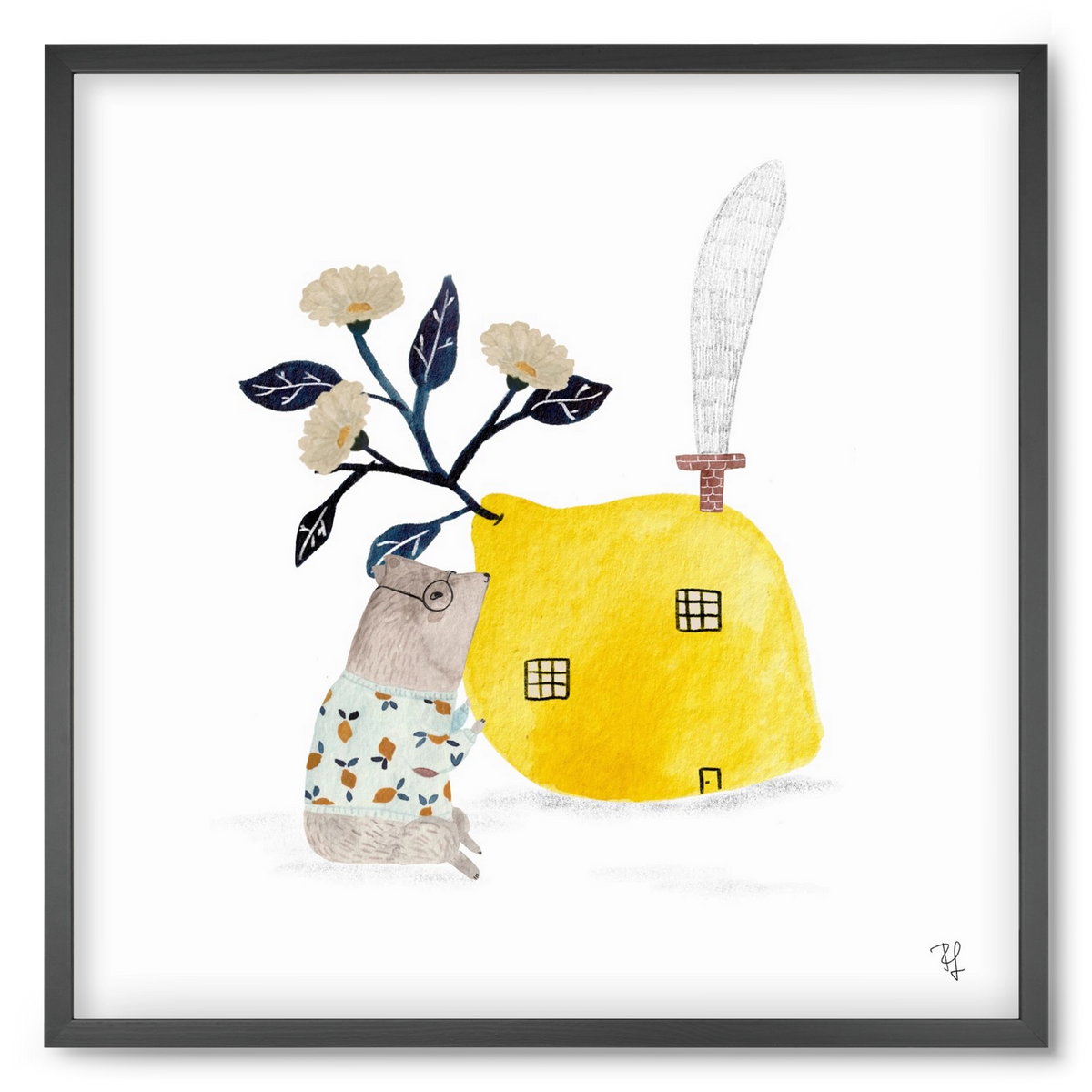 A citromház, 50x50 cm (50x50 cm), Fekete keret