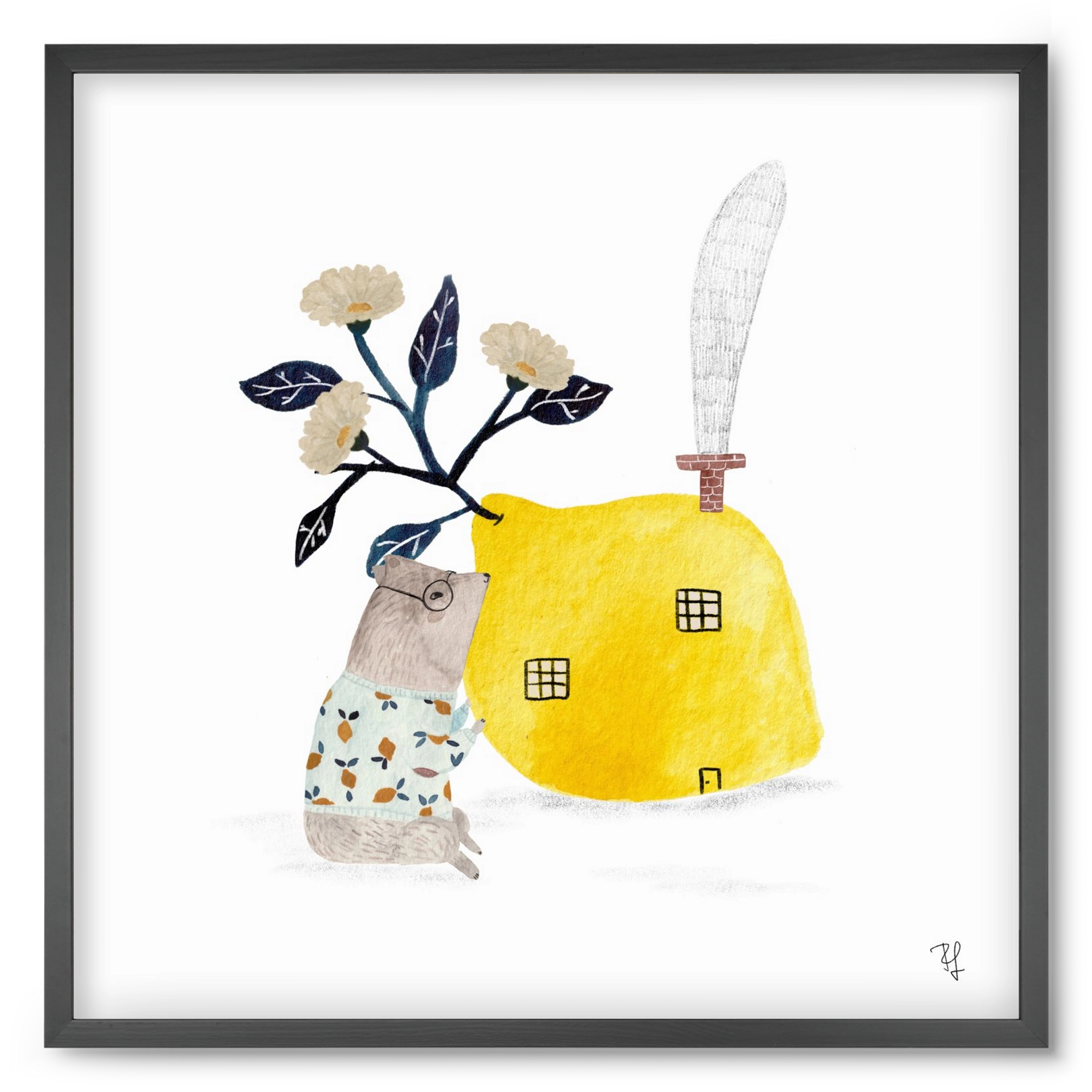 A citromház, 50x50 cm (50x50 cm), Fekete keret