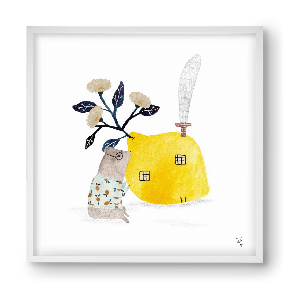 A citromház, 40x40 cm (40x40 cm), Fehér keret