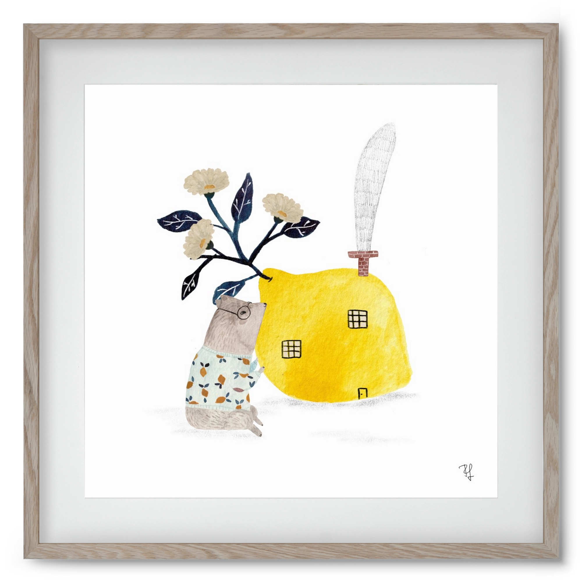 A citromház, 50x50 cm (40x40 cm), Tölgy keret, paszpartuval