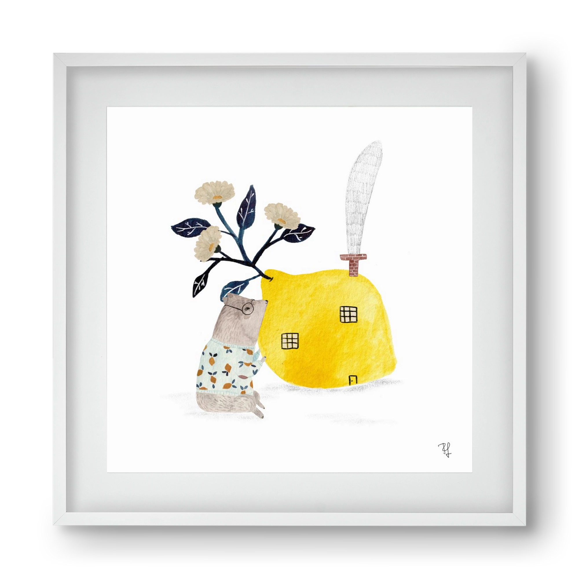 A citromház, 40x40 cm (30x30 cm), Fehér keret, paszpartuval