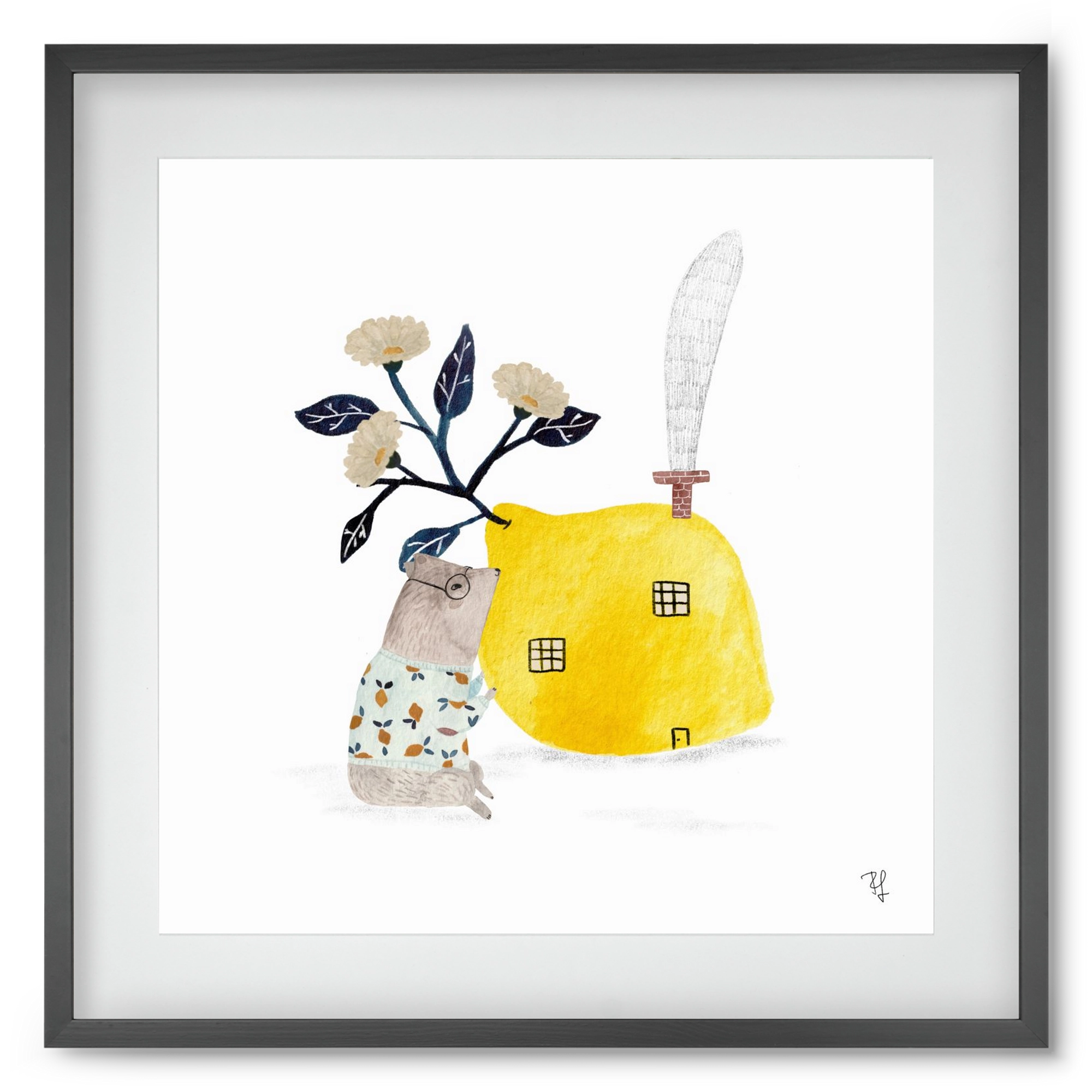 A citromház, 50x50 cm (40x40 cm), Fekete keret, paszpartuval