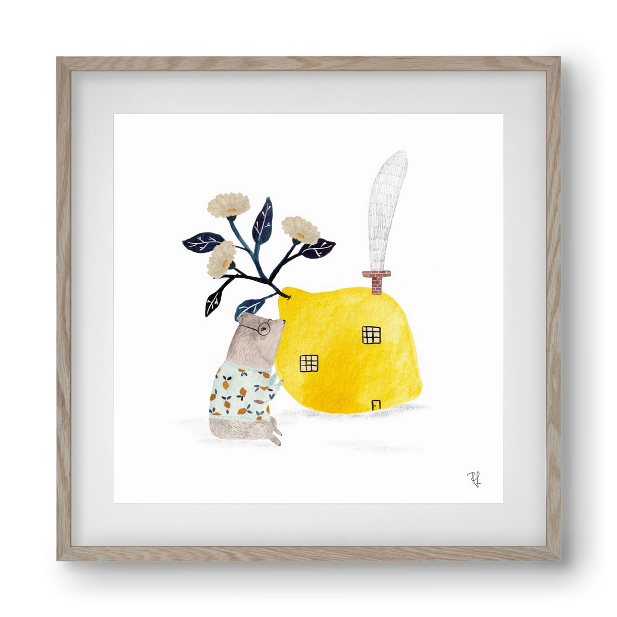 A citromház, 40x40 cm (30x30 cm), Tölgy keret, paszpartuval