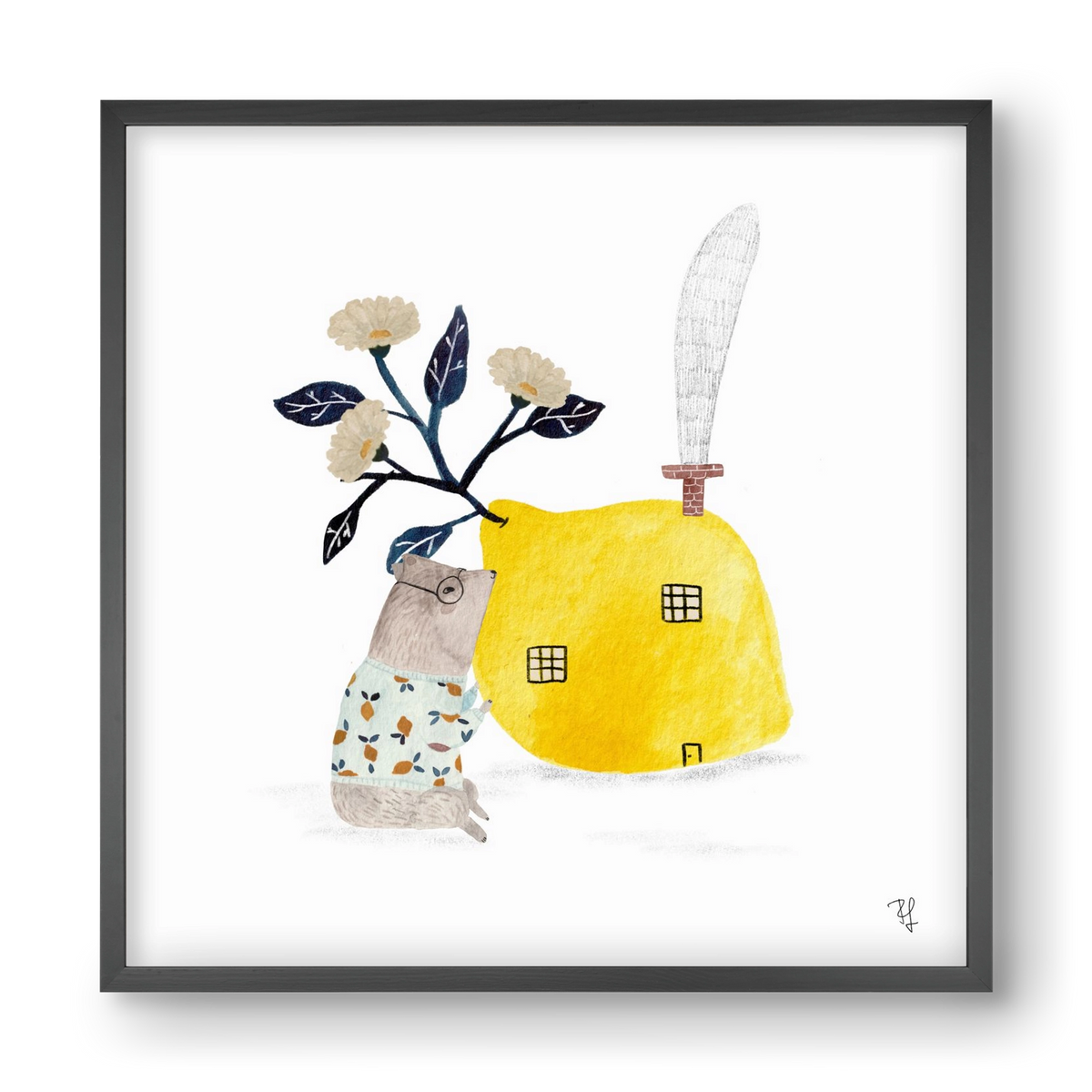 A citromház, 40x40 cm (40x40 cm), Fekete keret