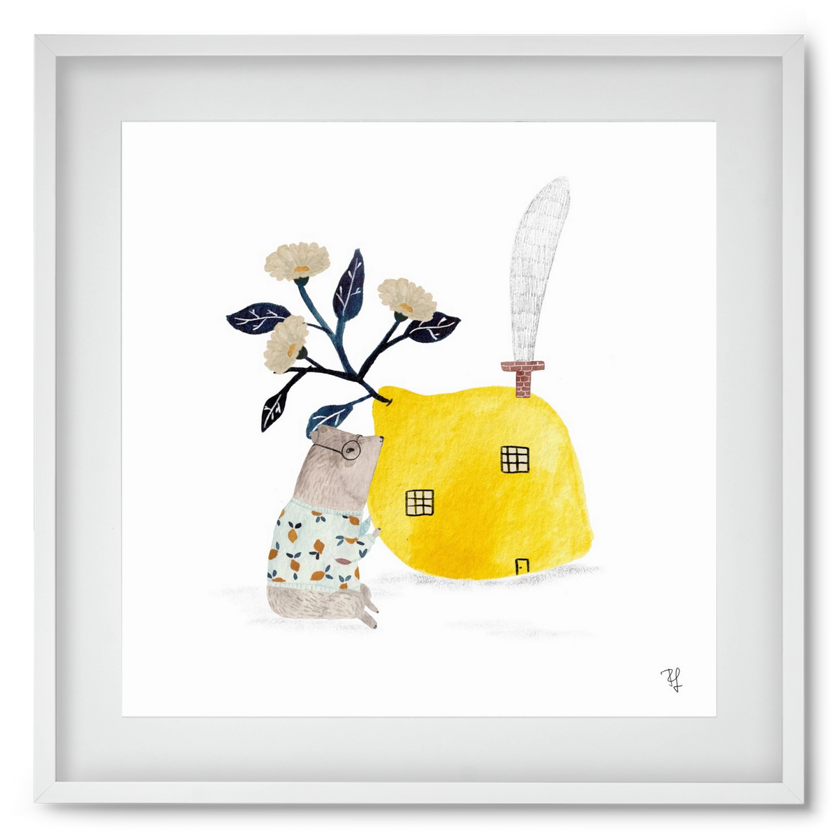 A citromház, 50x50 cm (40x40 cm), Fehér keret, paszpartuval