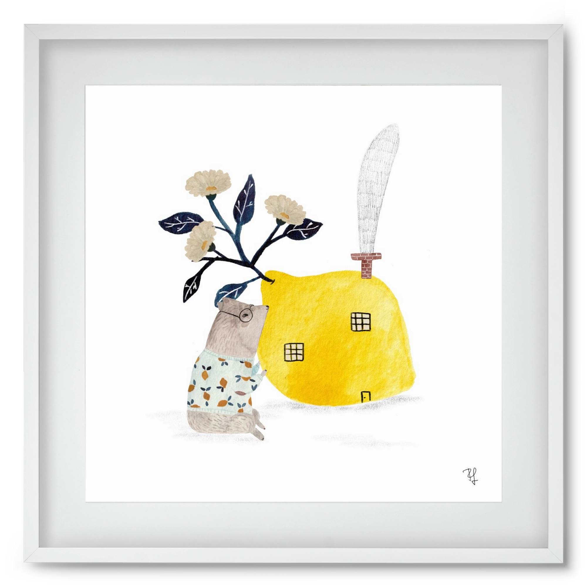 A citromház, 50x50 cm (40x40 cm), Fehér keret, paszpartuval