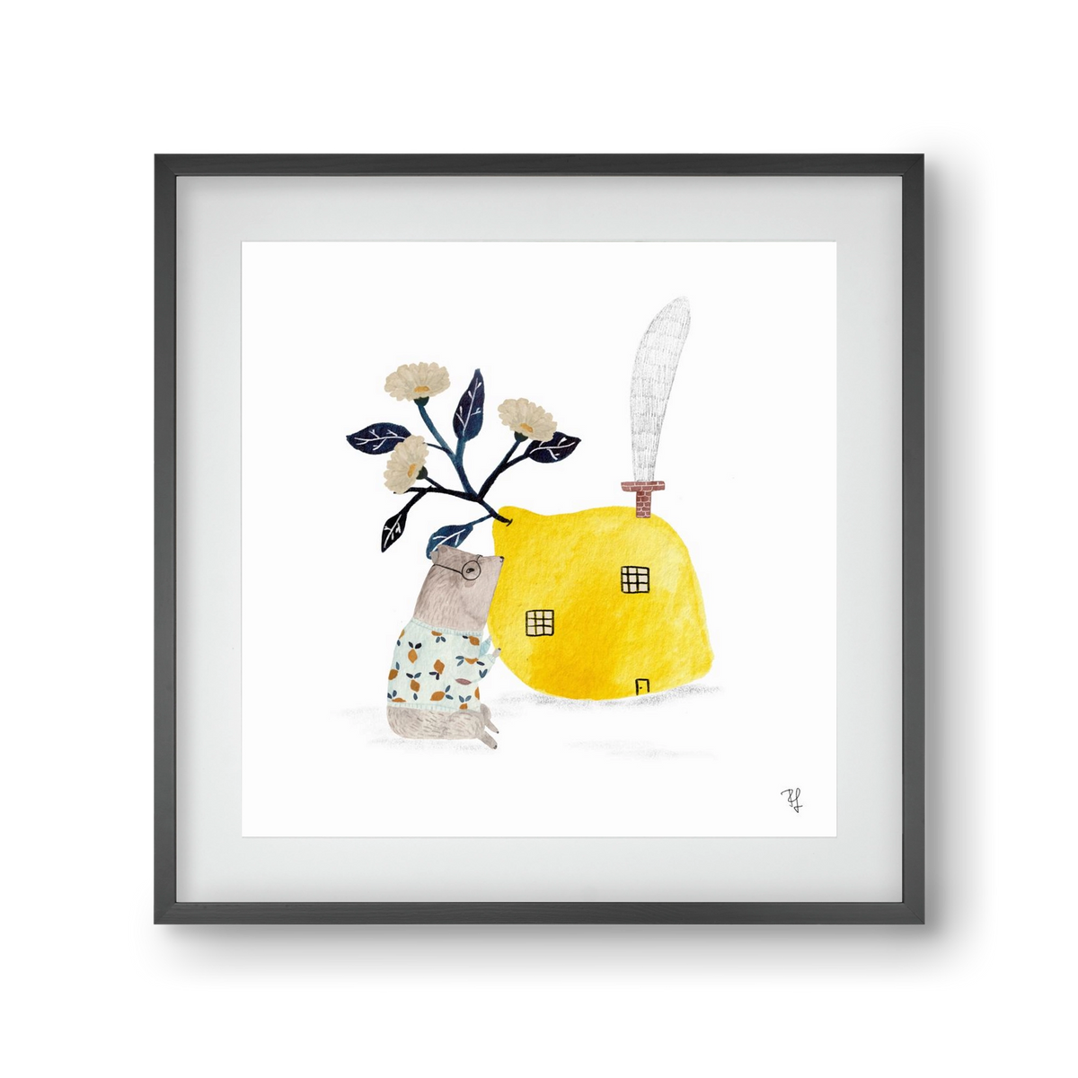 A citromház, 30x30 cm (20x20 cm), Fekete keret, paszpartuval