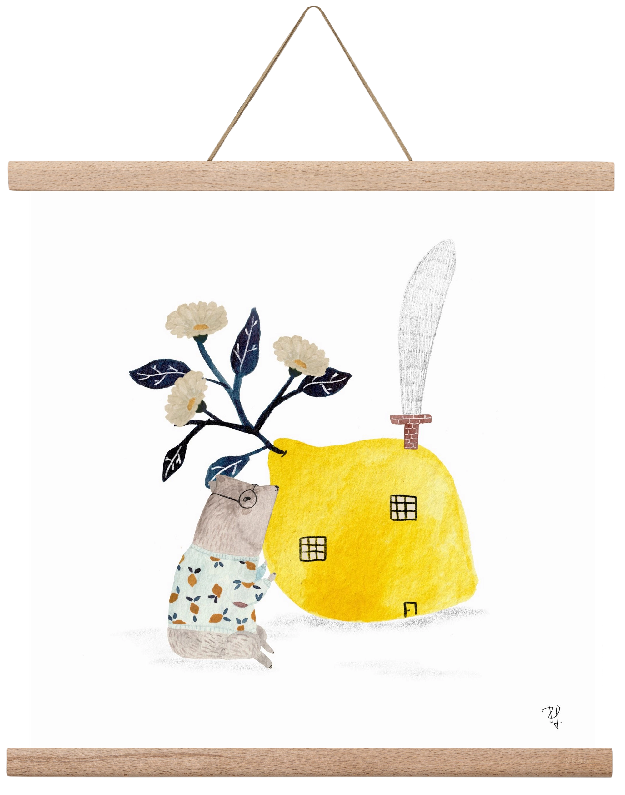 A citromház, 40x40 cm (40x40 cm), Tölgy akasztó