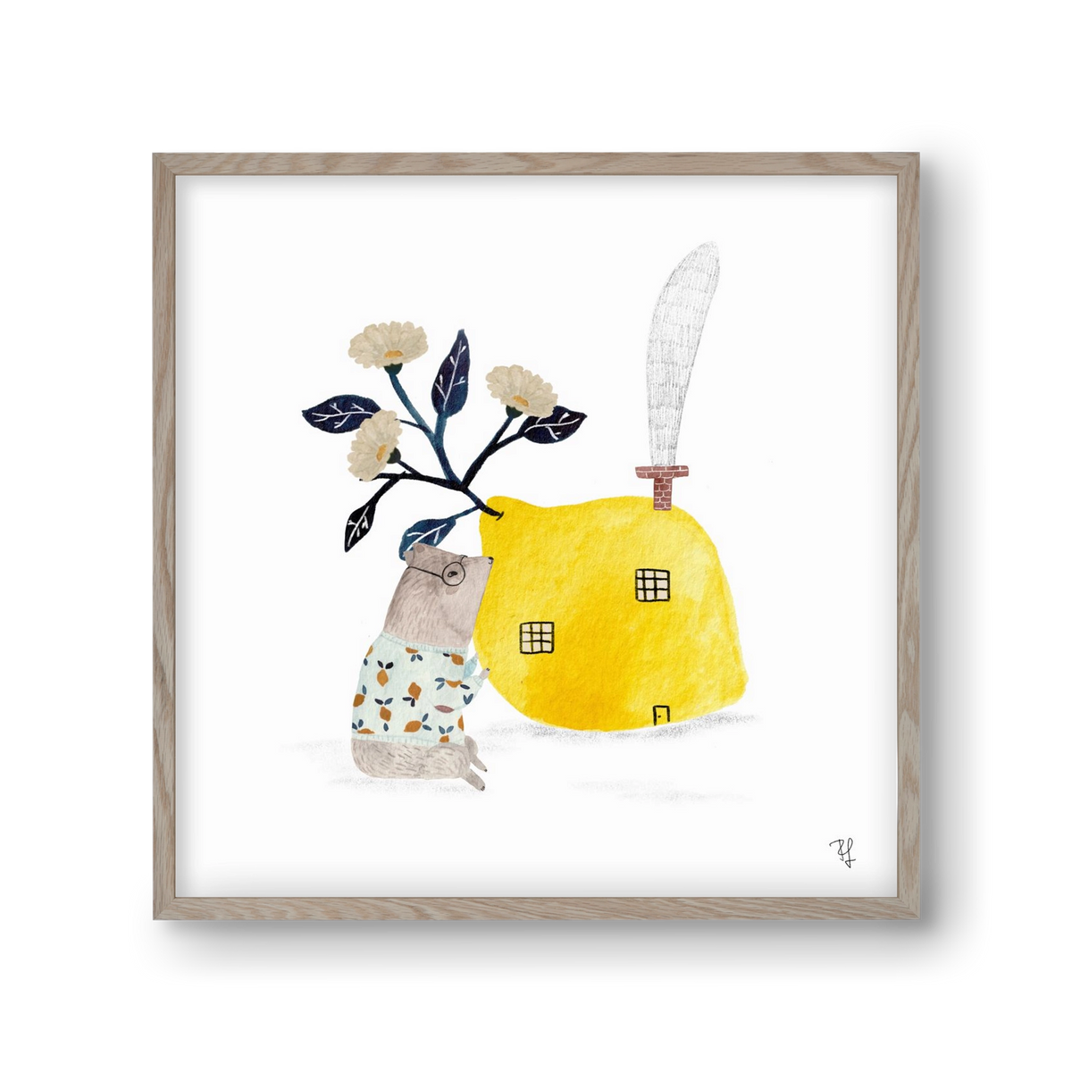 A citromház, 30x30 cm (30x30 cm), Tölgy keret