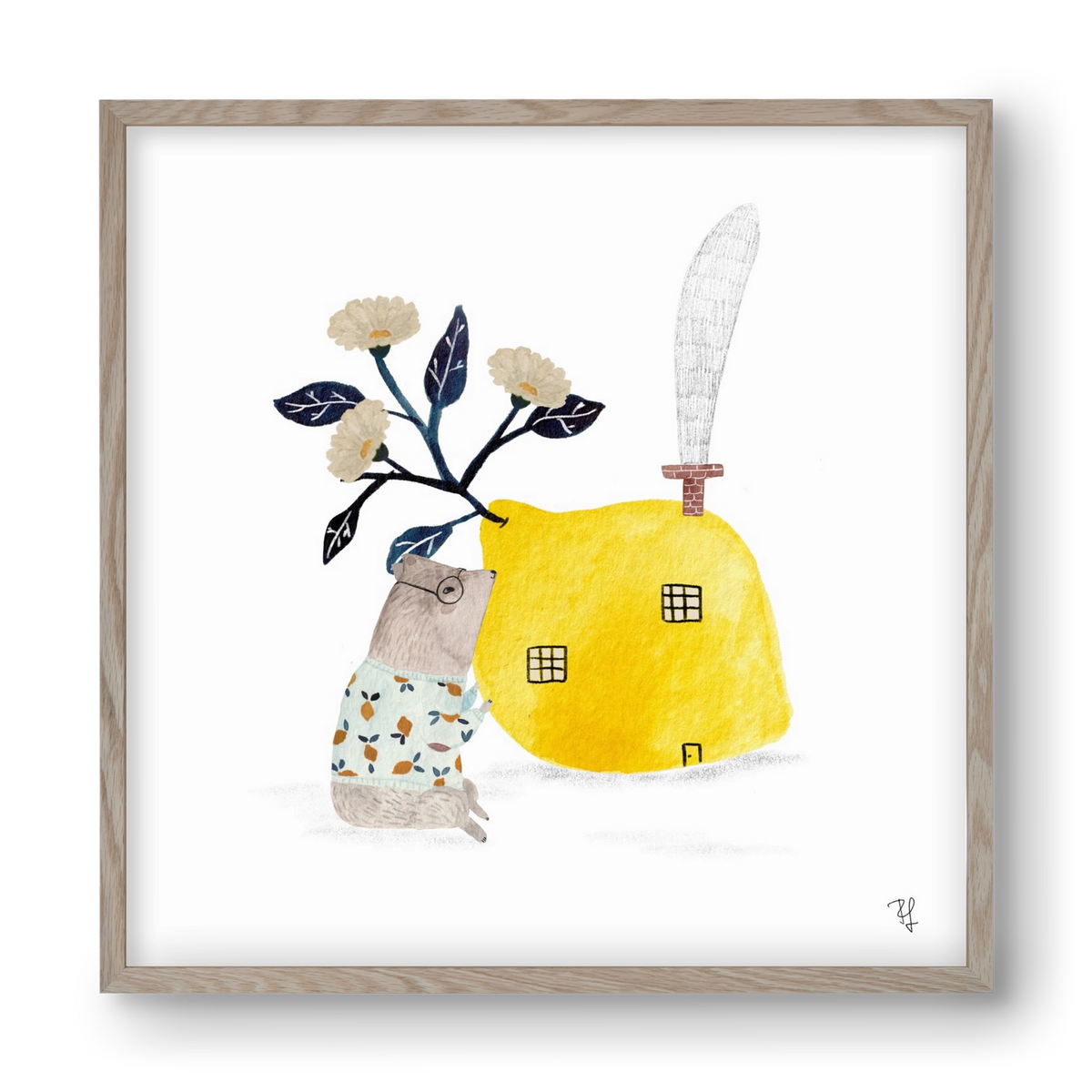 A citromház, 40x40 cm (40x40 cm), Tölgy keret