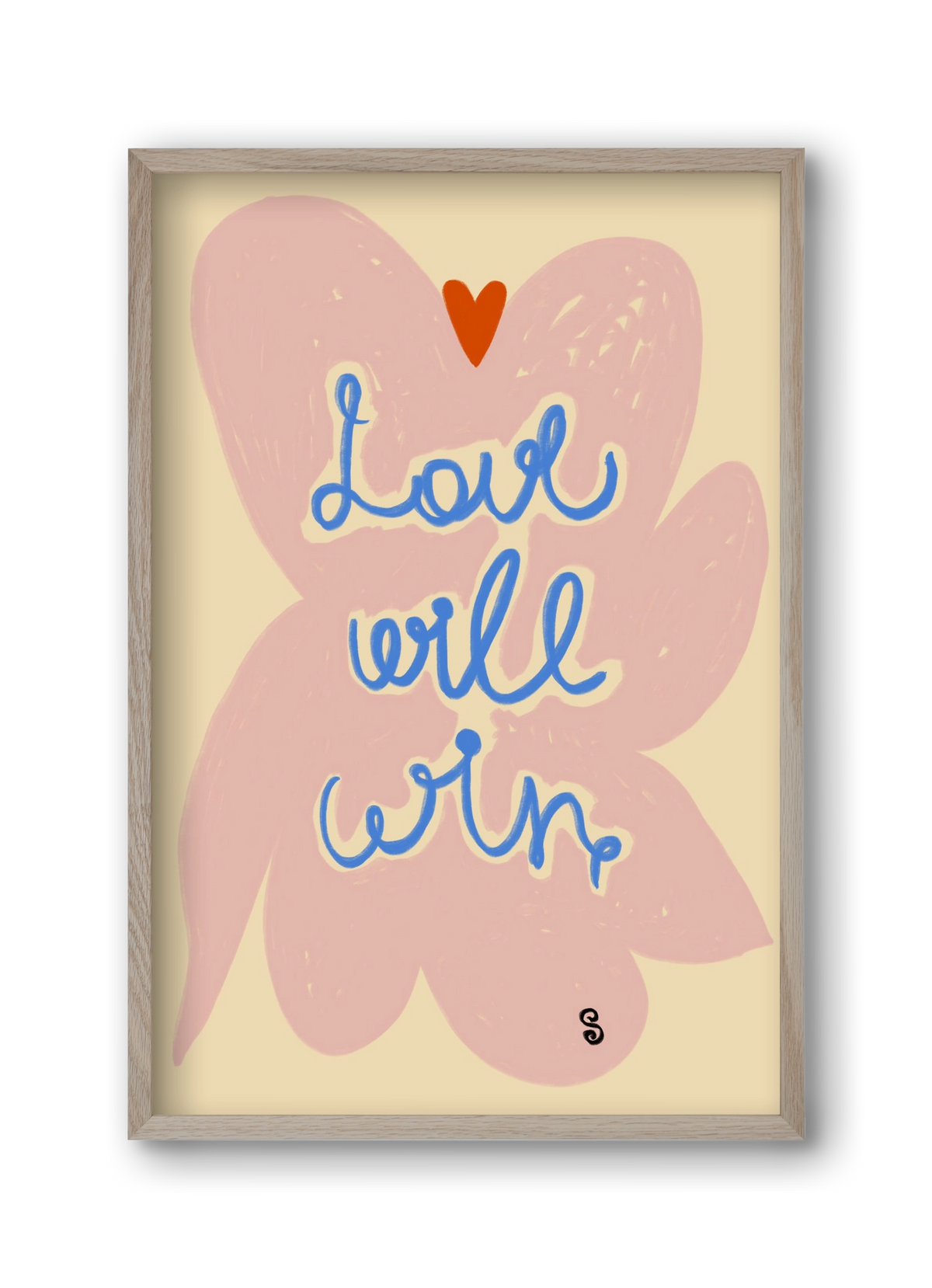 LOVE WILL WIN, 30x45 cm (30x45 cm), Tölgy keret