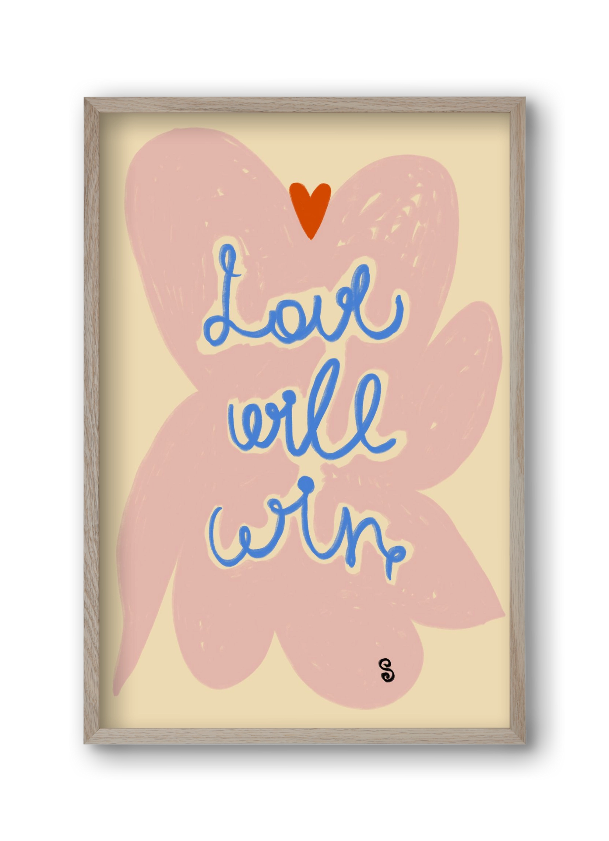 LOVE WILL WIN, 30x45 cm (30x45 cm), Tölgy keret