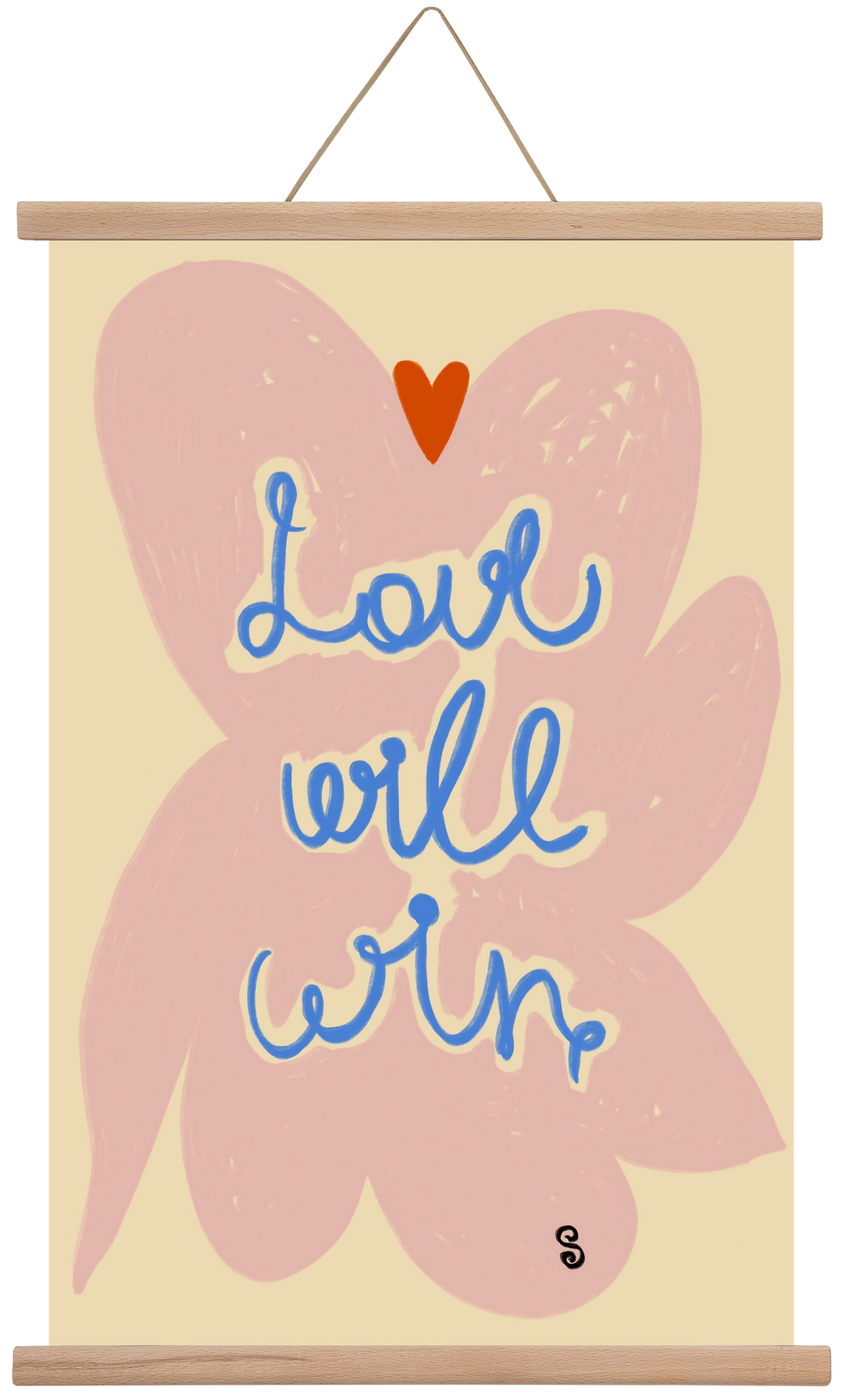 LOVE WILL WIN, 40x60 cm (40x60 cm), Tölgy akasztó