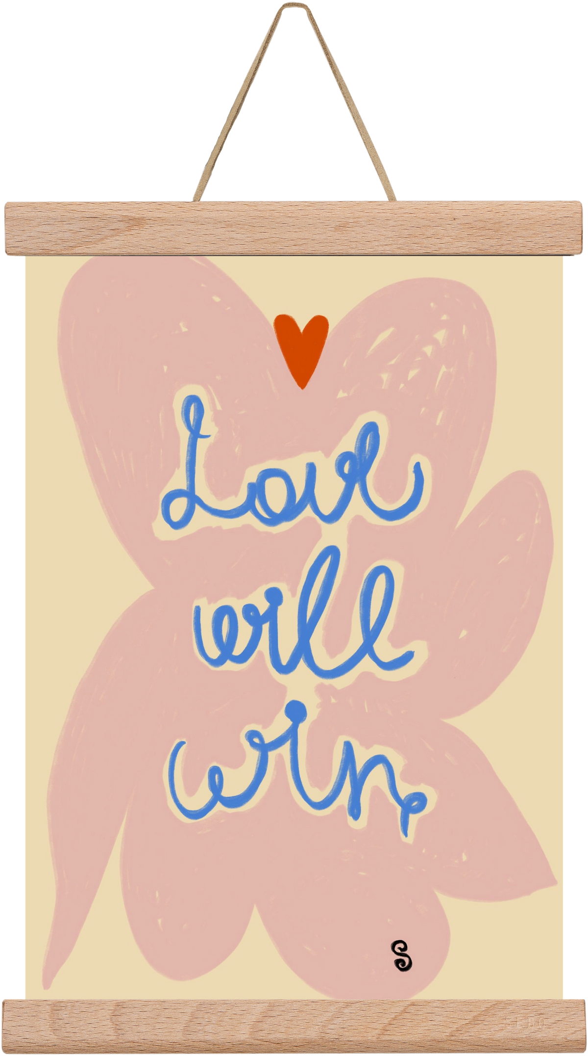 LOVE WILL WIN, 20x30 cm (20x30 cm), Tölgy akasztó