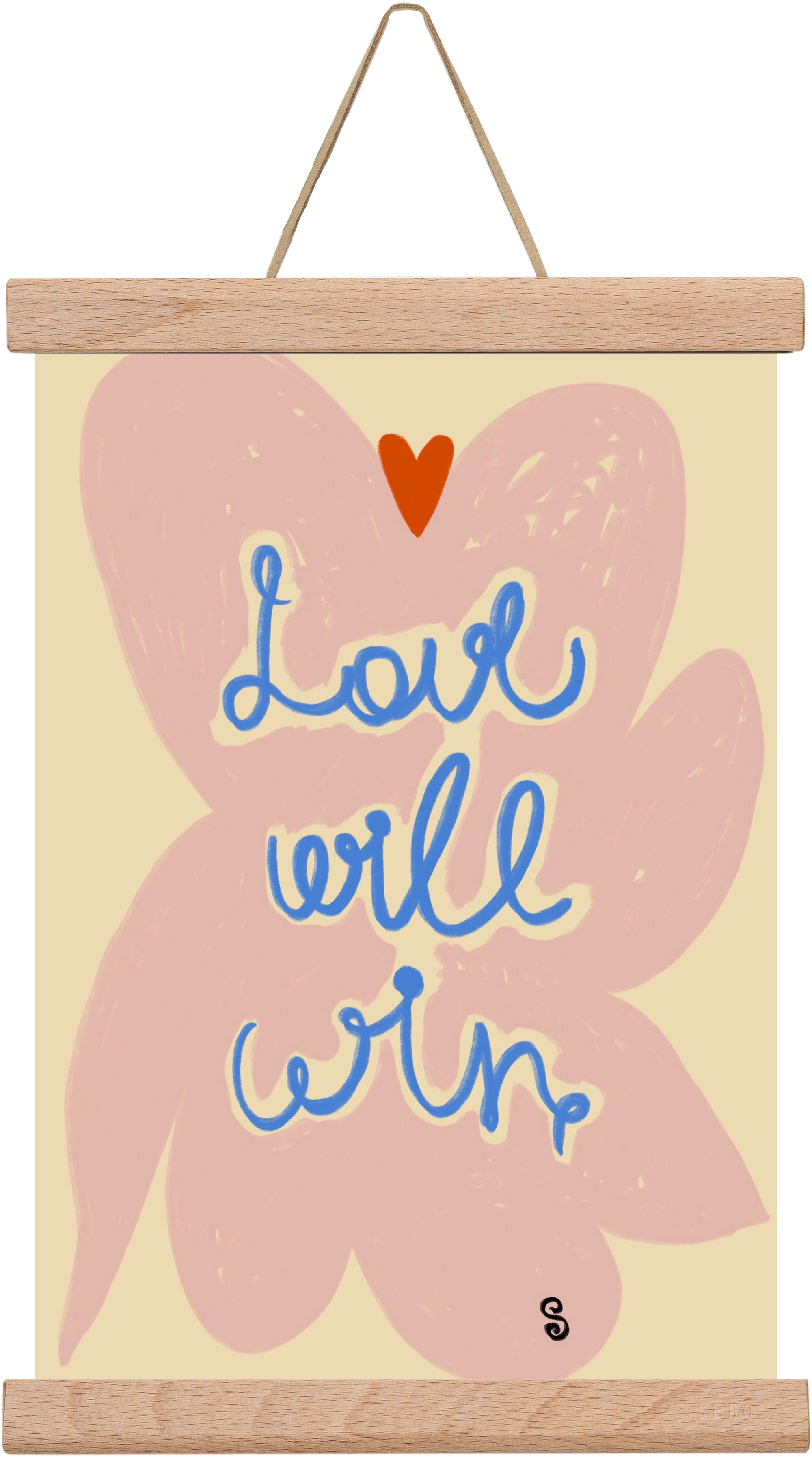 LOVE WILL WIN, 20x30 cm (20x30 cm), Tölgy akasztó