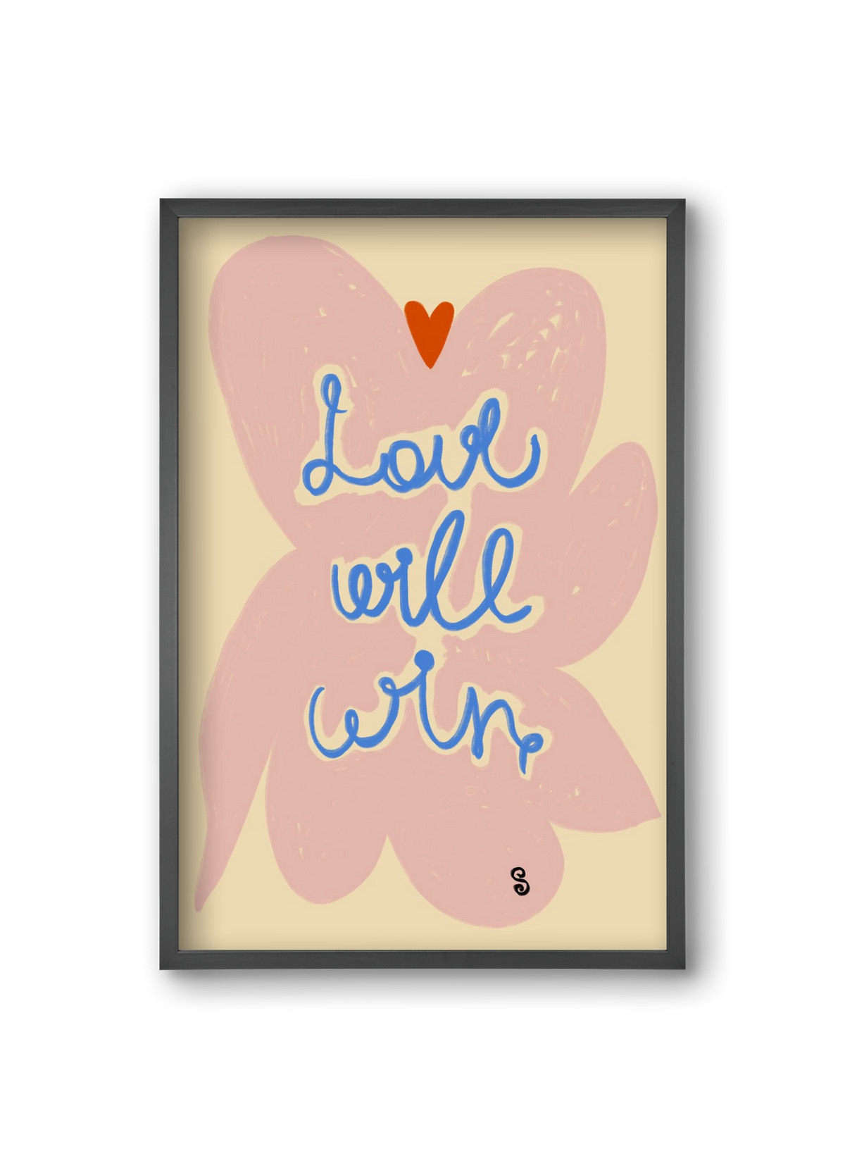LOVE WILL WIN, 20x30 cm (20x30 cm), Fekete keret