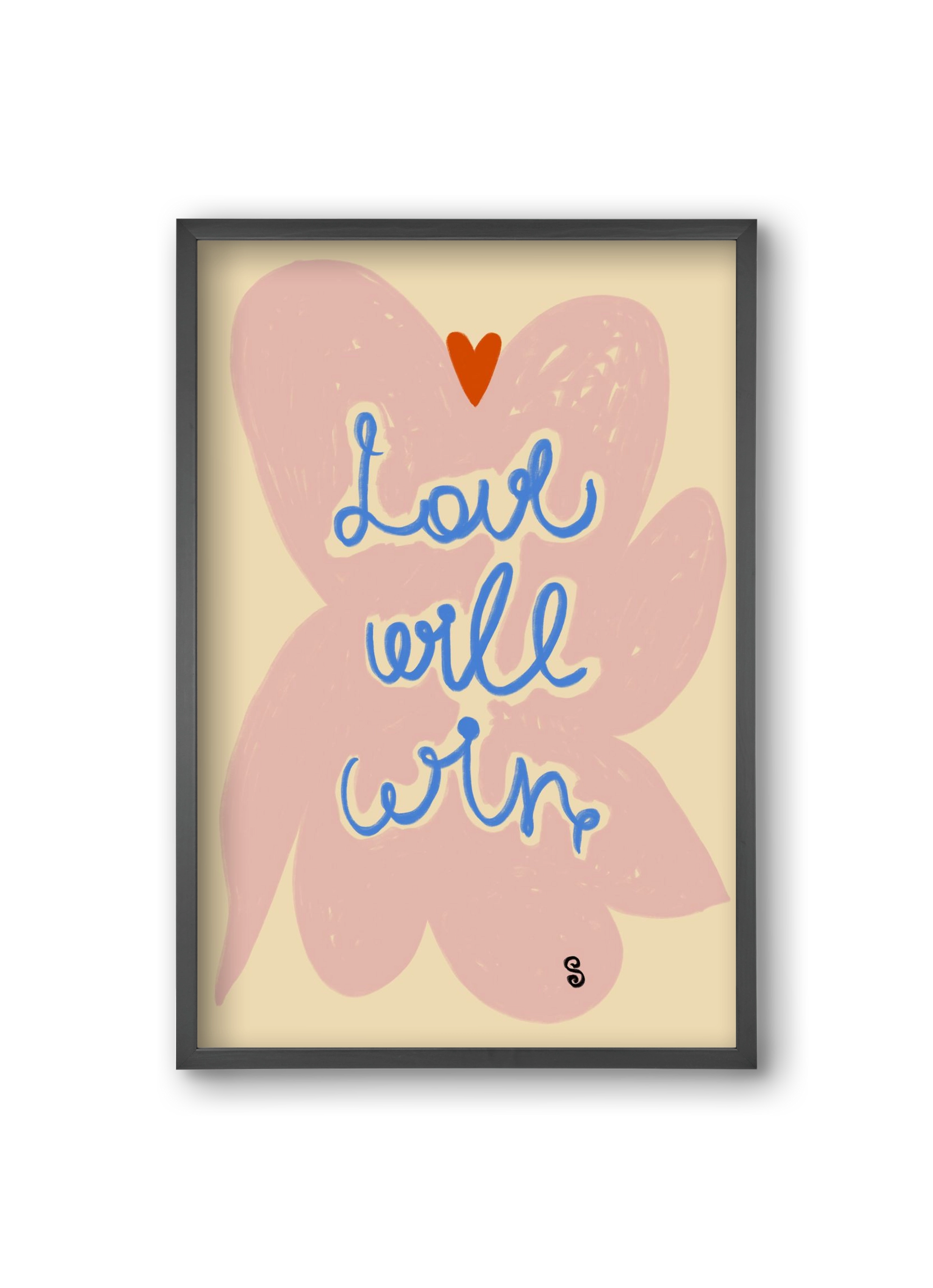 LOVE WILL WIN, 20x30 cm (20x30 cm), Fekete keret
