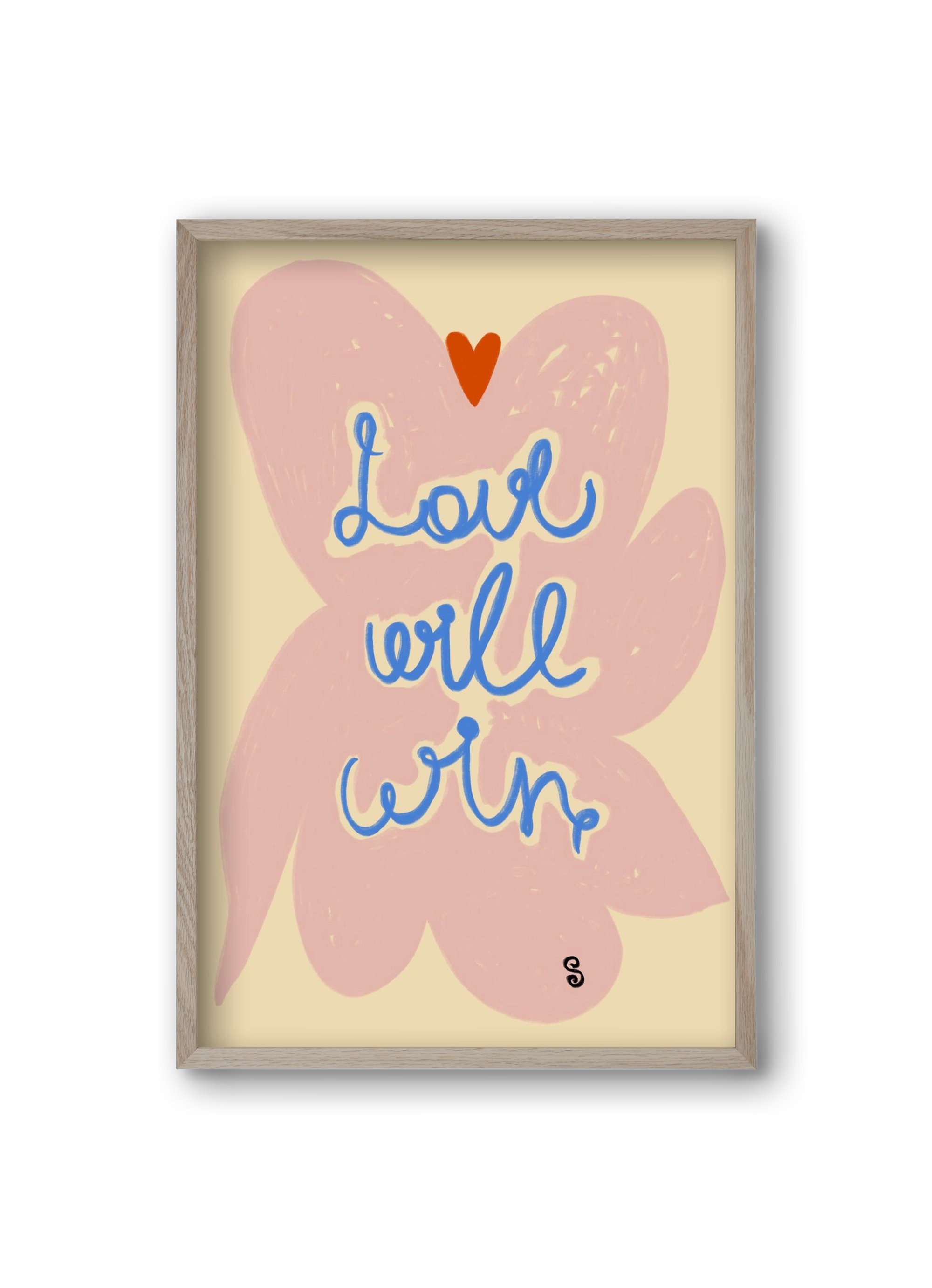 LOVE WILL WIN, 20x30 cm (20x30 cm), Tölgy keret