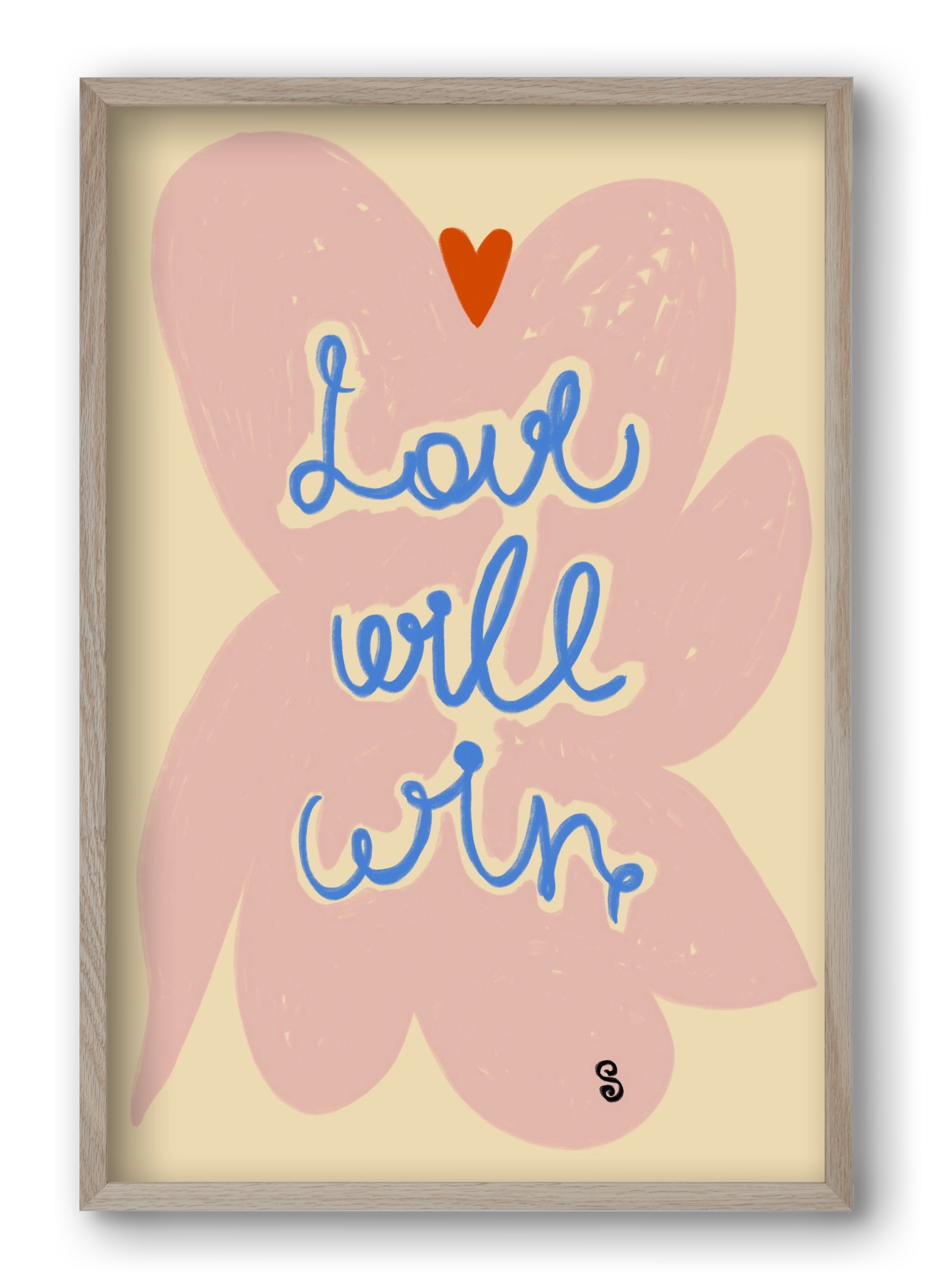 LOVE WILL WIN, 40x60 cm (40x60 cm), Tölgy keret