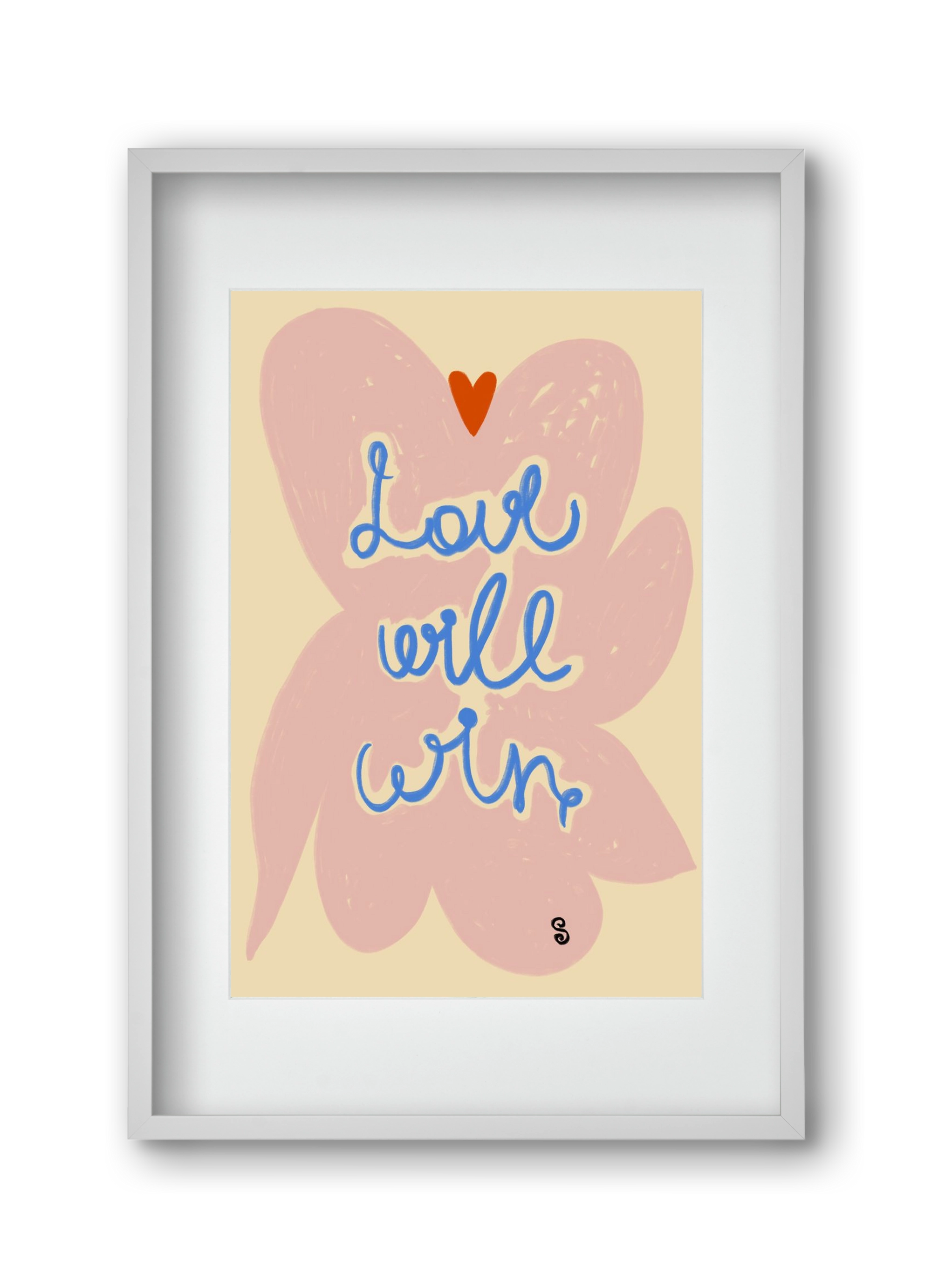 LOVE WILL WIN, 30x45 cm (20x30 cm), Fehér keret, paszpartuval
