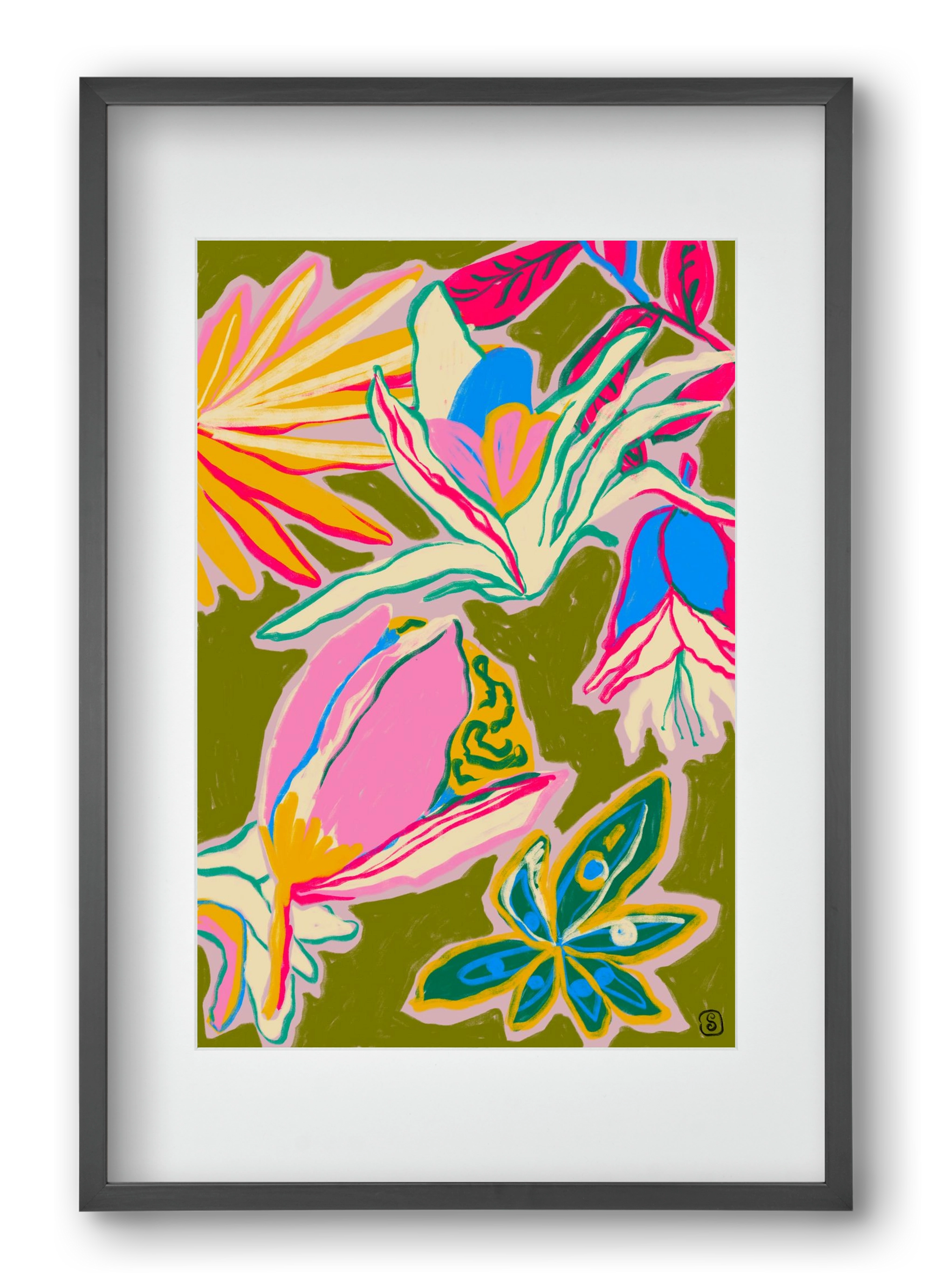 TROPICAL GARDEN, 40x60 cm (30x45 cm), Fekete keret, paszpartuval