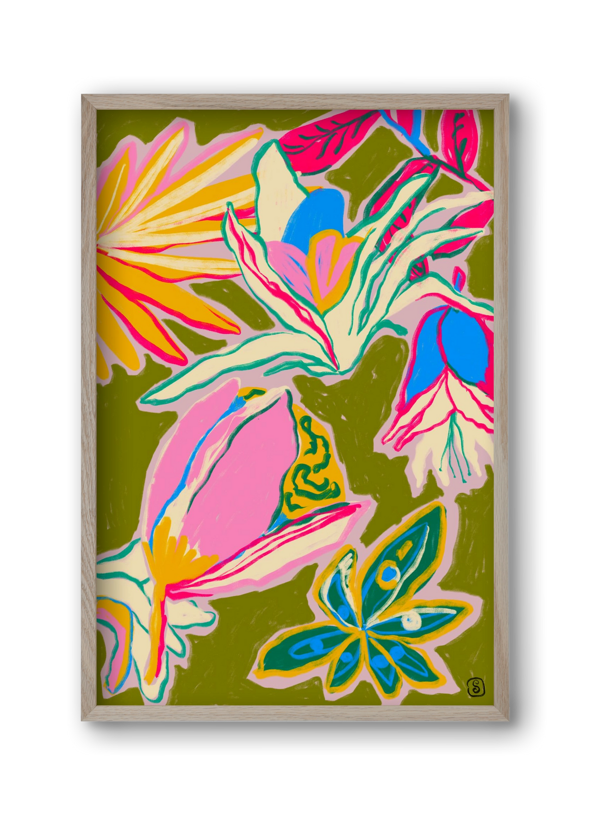 TROPICAL GARDEN, 30x45 cm (30x45 cm), Tölgy keret