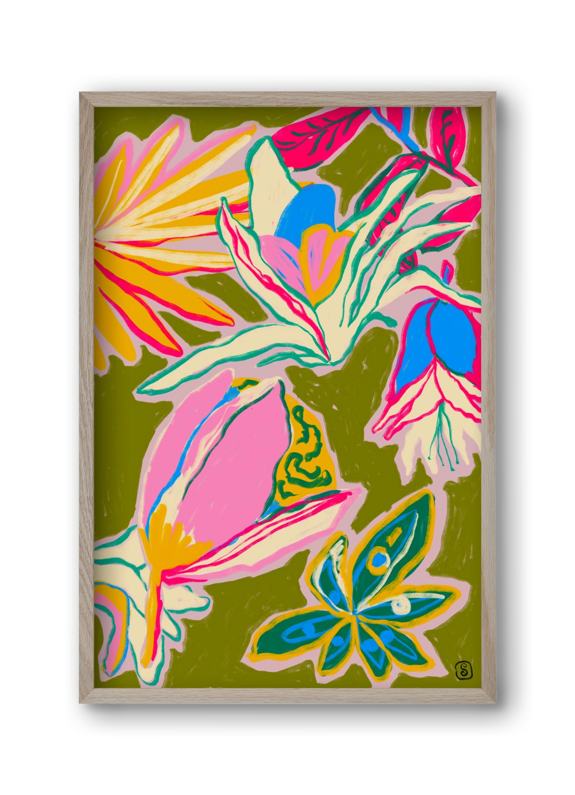 TROPICAL GARDEN, 30x45 cm (30x45 cm), Tölgy keret