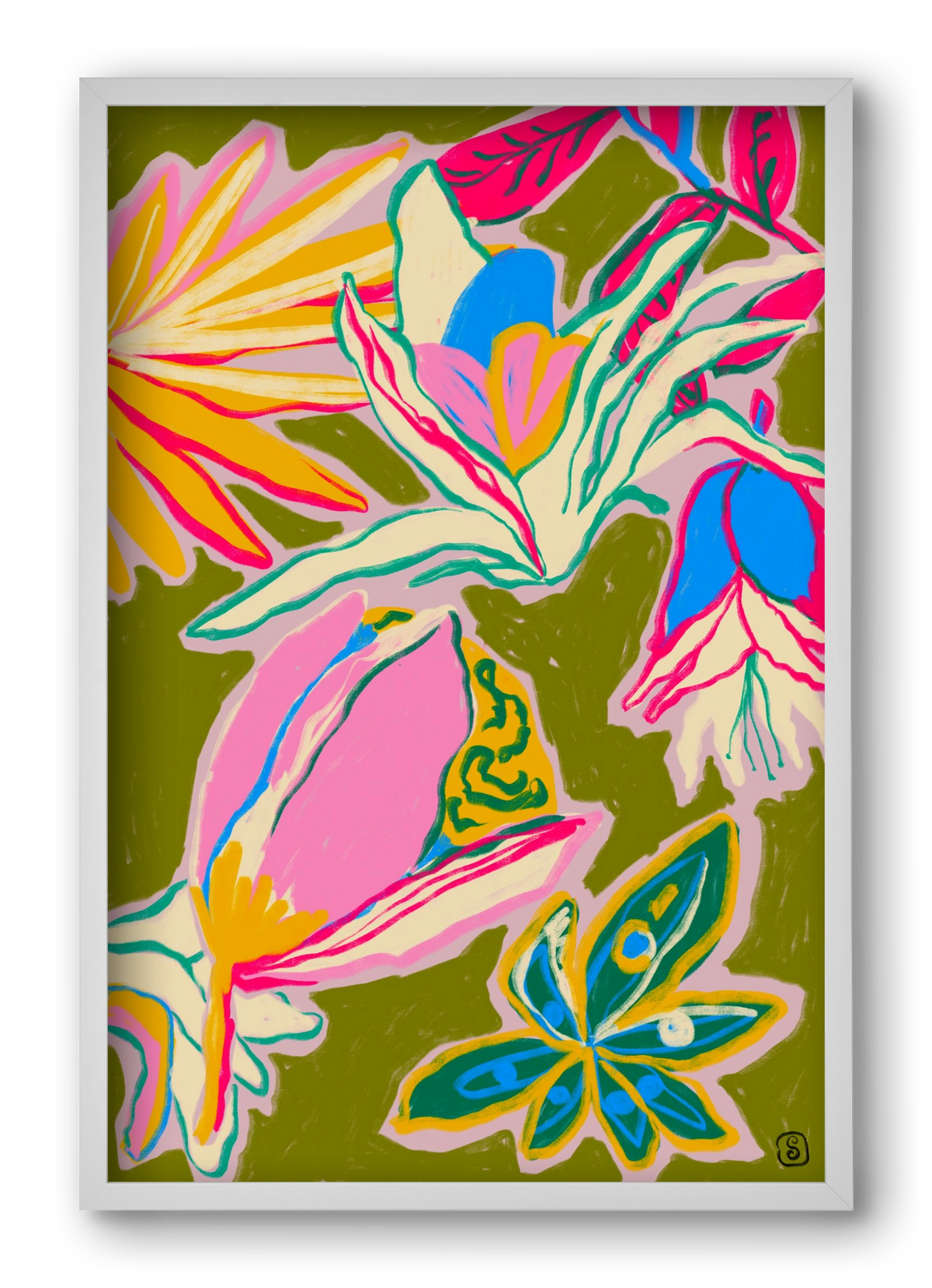TROPICAL GARDEN, 40x60 cm (40x60 cm), Fehér keret