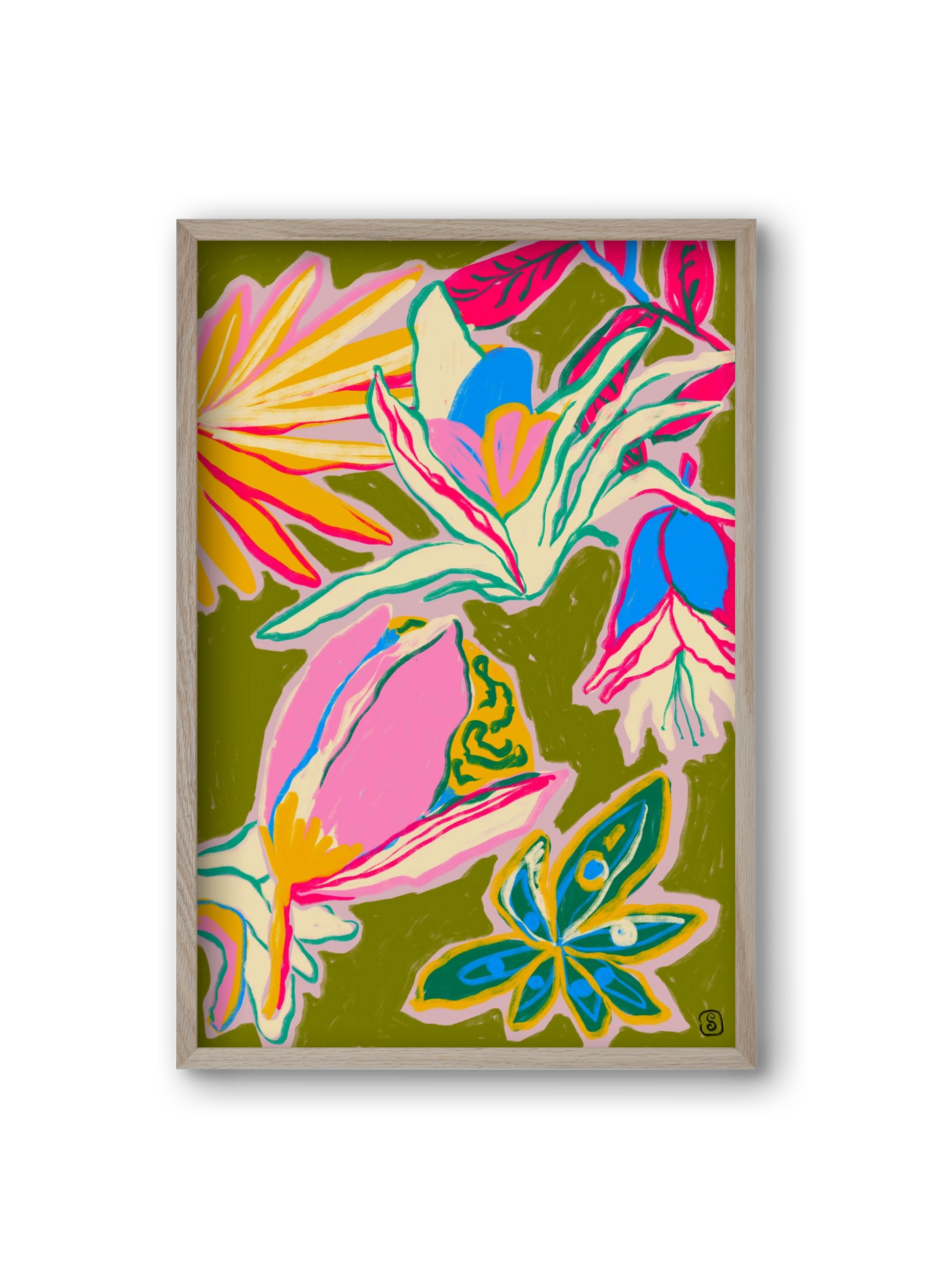 TROPICAL GARDEN, 20x30 cm (20x30 cm), Tölgy keret