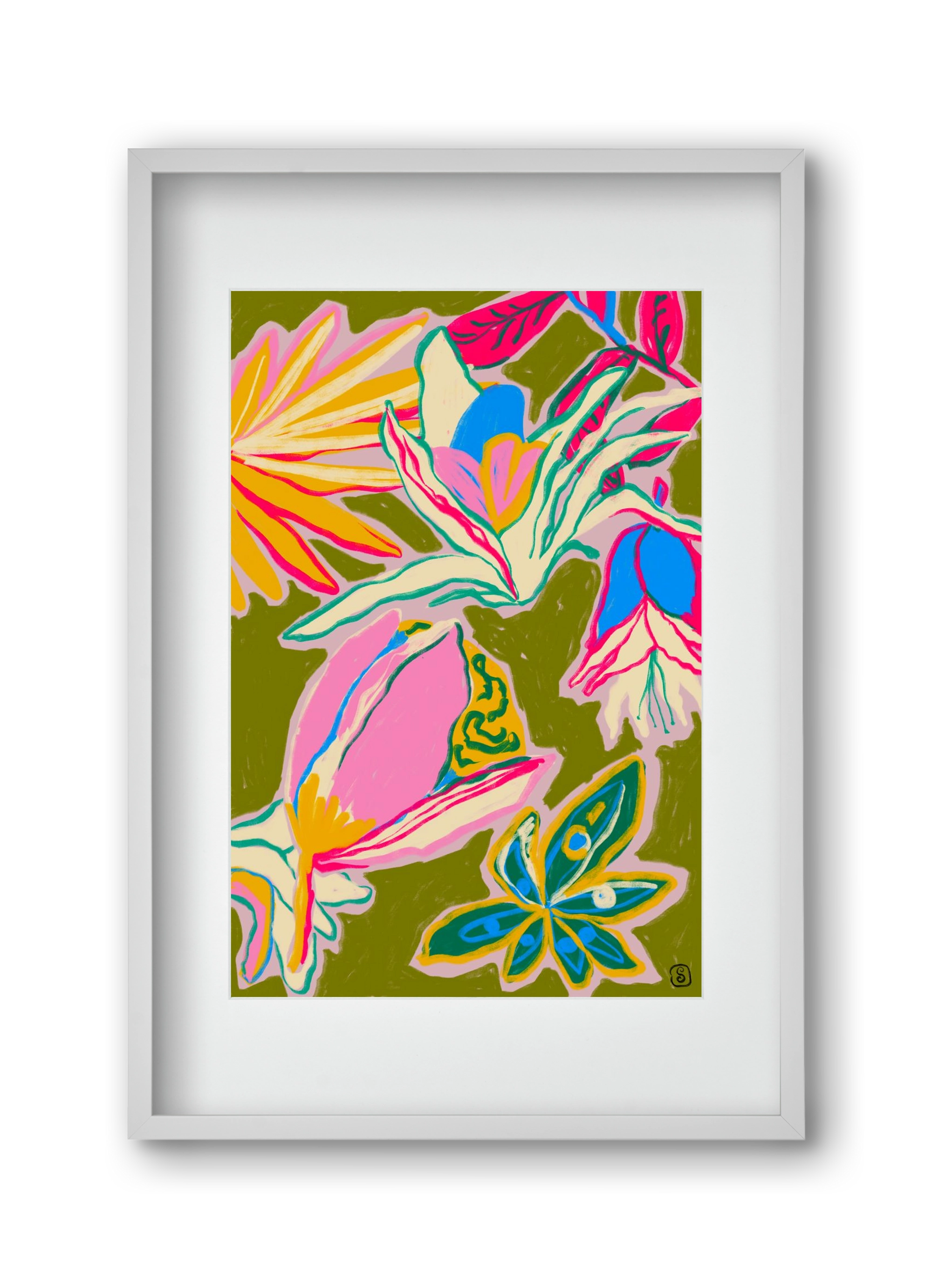 TROPICAL GARDEN, 30x45 cm (20x30 cm), Fehér keret, paszpartuval