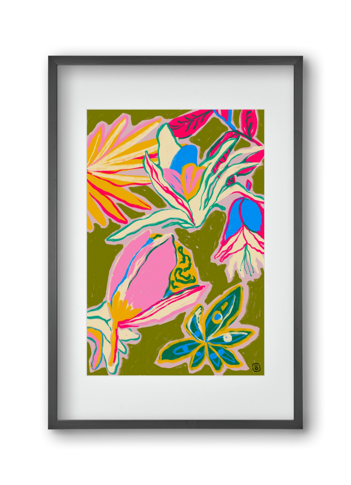 TROPICAL GARDEN, 30x45 cm (20x30 cm), Fekete keret, paszpartuval