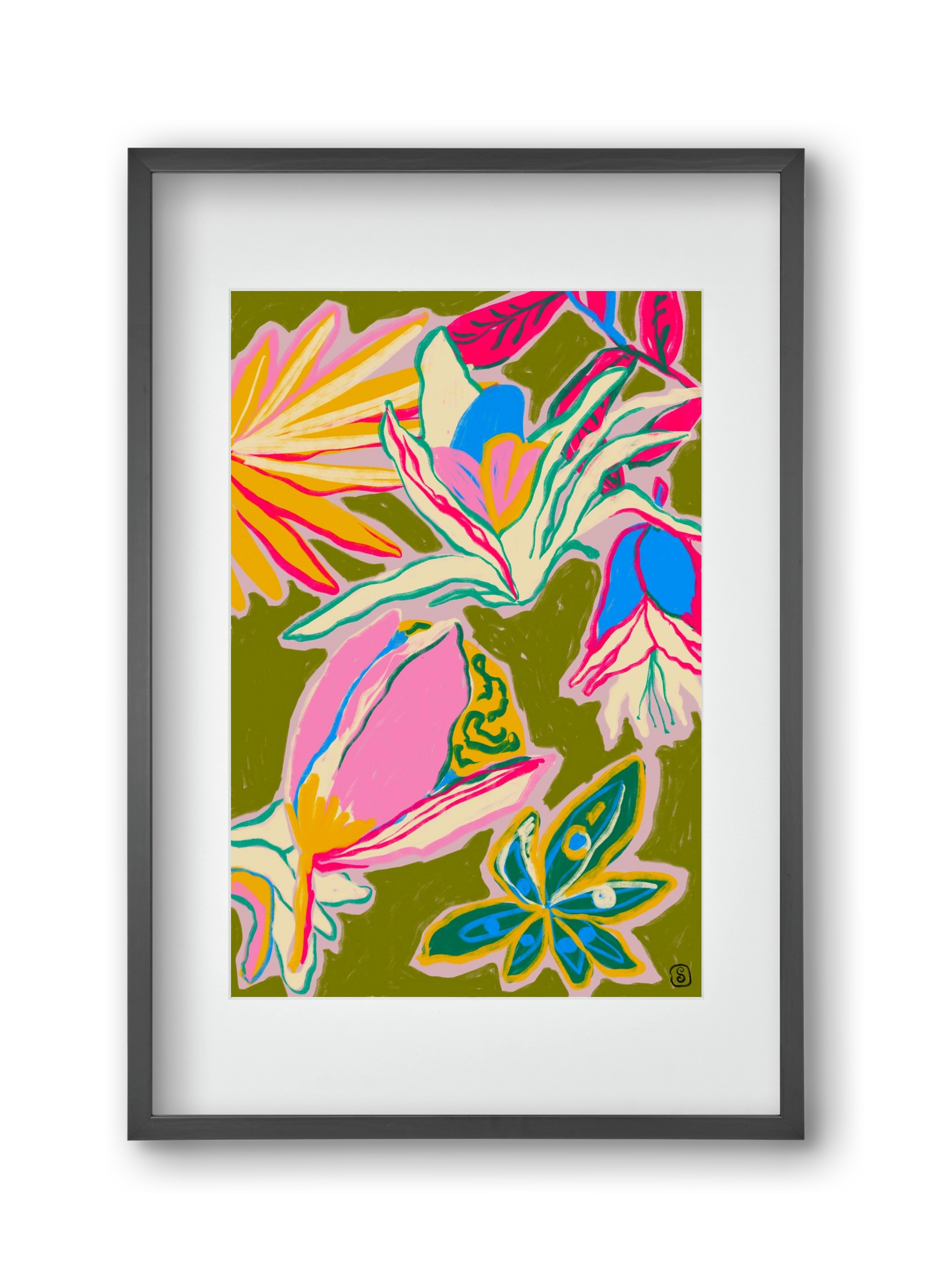 TROPICAL GARDEN, 30x45 cm (20x30 cm), Fekete keret, paszpartuval