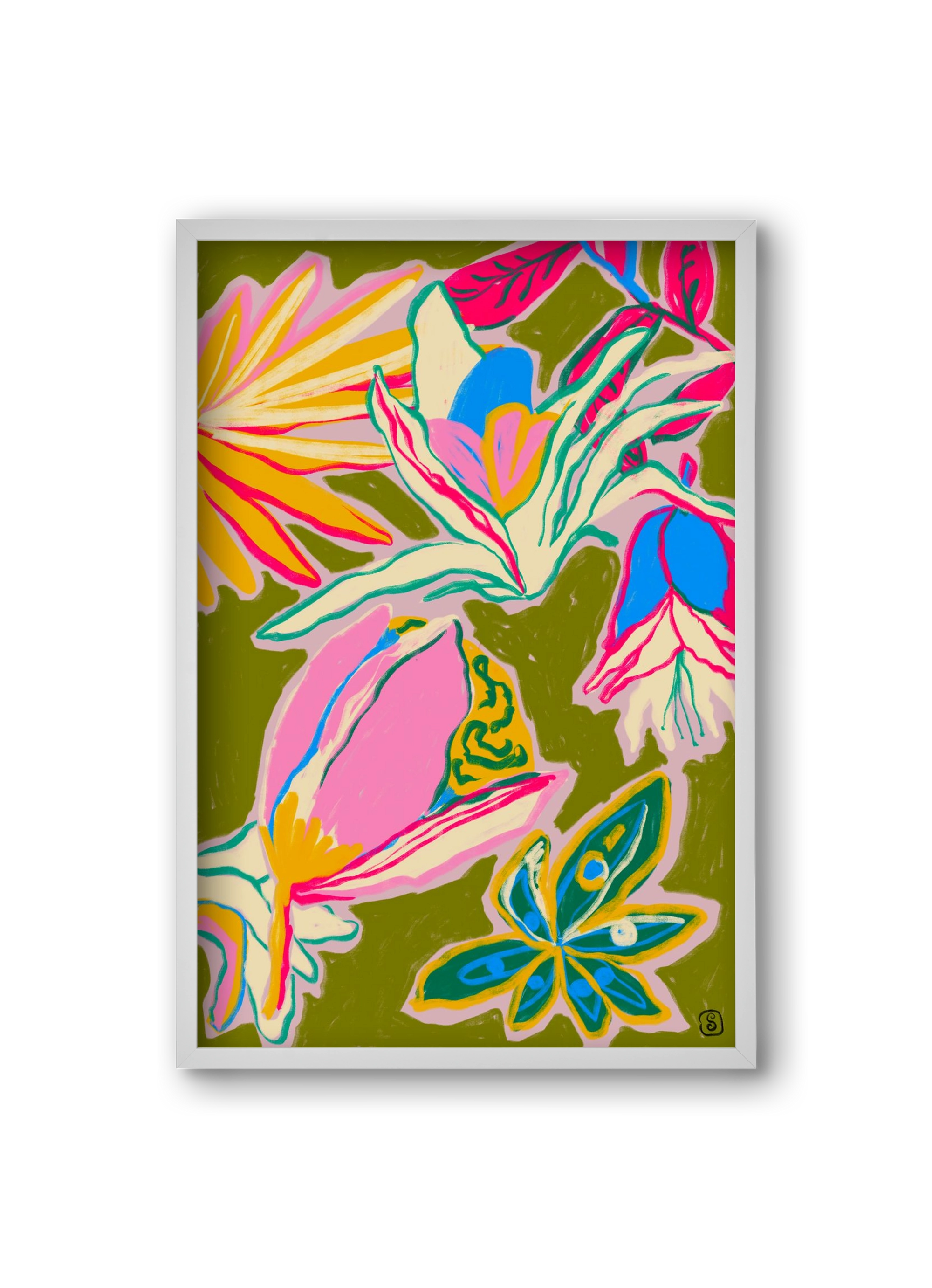 TROPICAL GARDEN, 20x30 cm (20x30 cm), Fehér keret