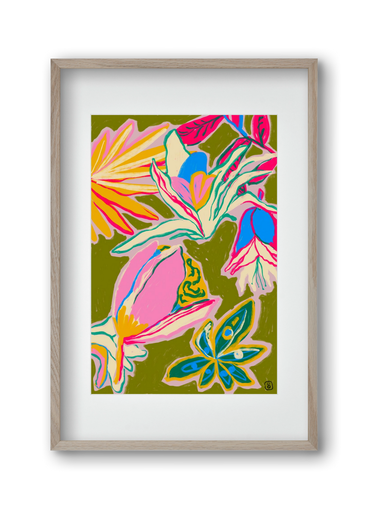 TROPICAL GARDEN, 30x45 cm (20x30 cm), Tölgy keret, paszpartuval