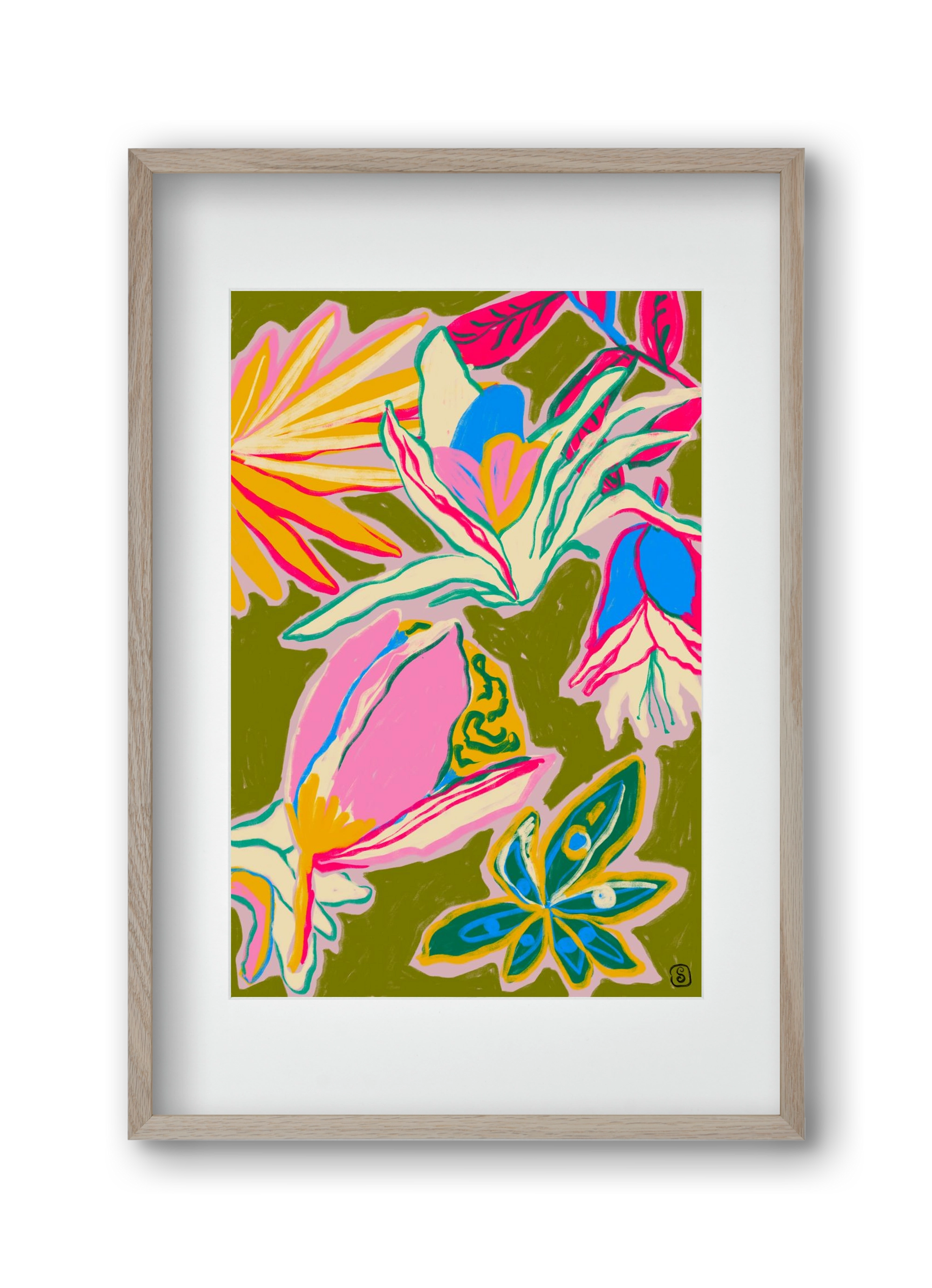 TROPICAL GARDEN, 30x45 cm (20x30 cm), Tölgy keret, paszpartuval