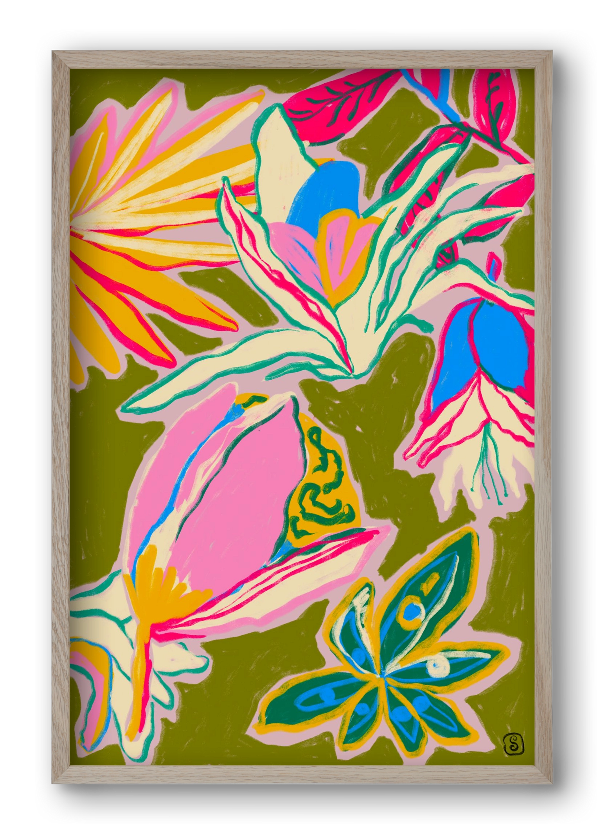 TROPICAL GARDEN, 40x60 cm (40x60 cm), Tölgy keret