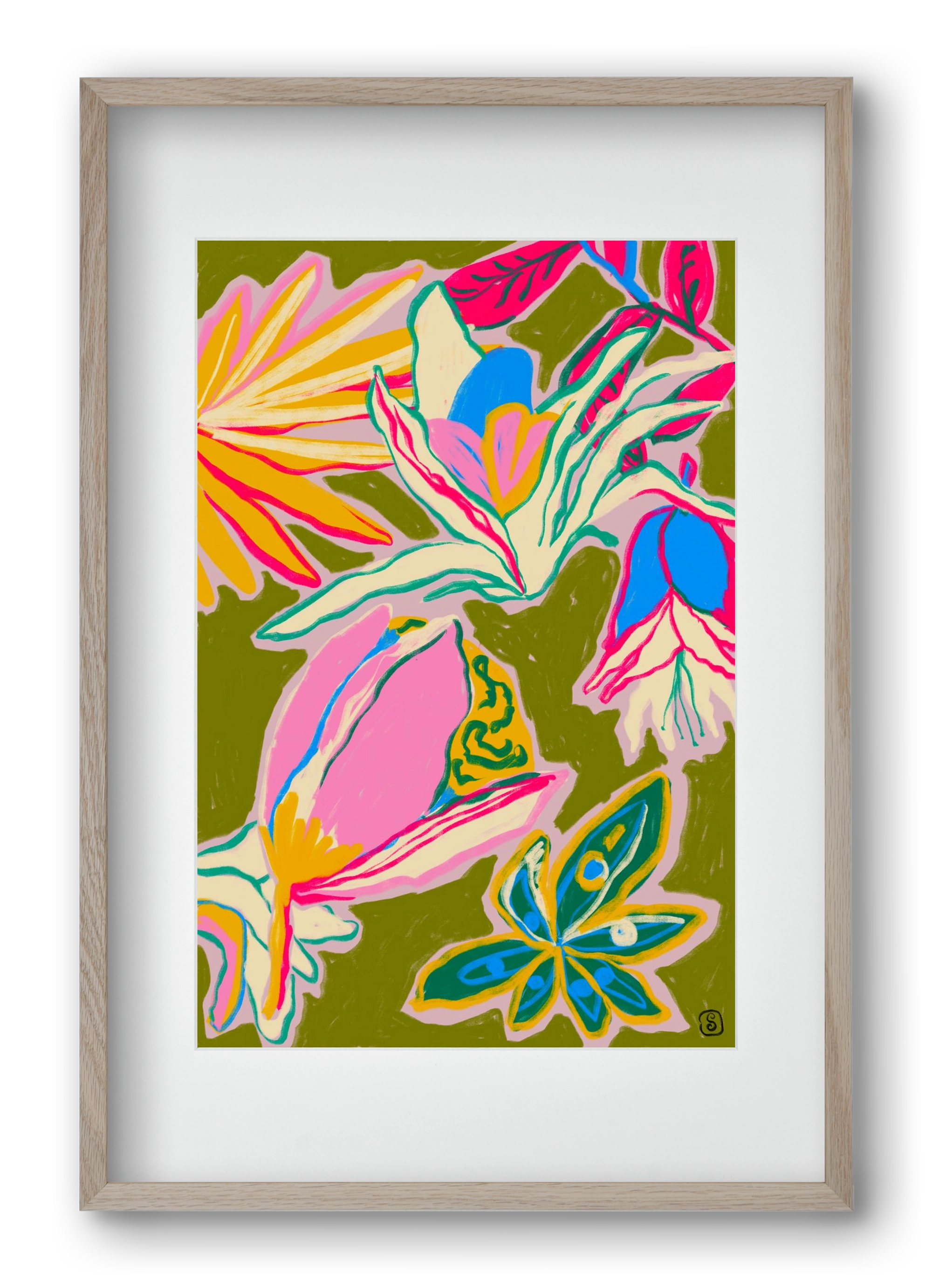 TROPICAL GARDEN, 40x60 cm (30x45 cm), Tölgy keret, paszpartuval